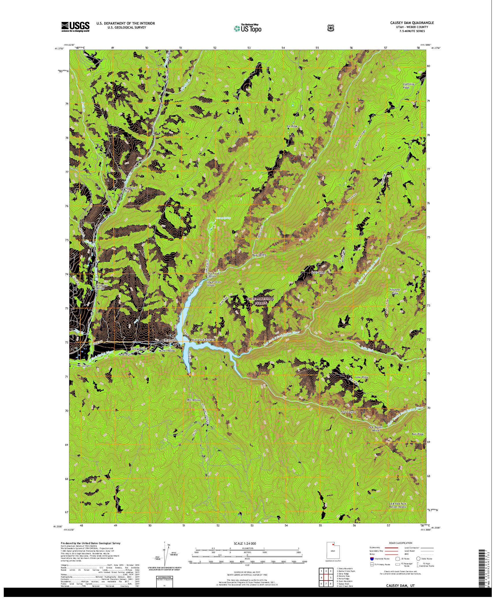 USGS US TOPO 7.5-MINUTE MAP FOR CAUSEY DAM, UT 2020