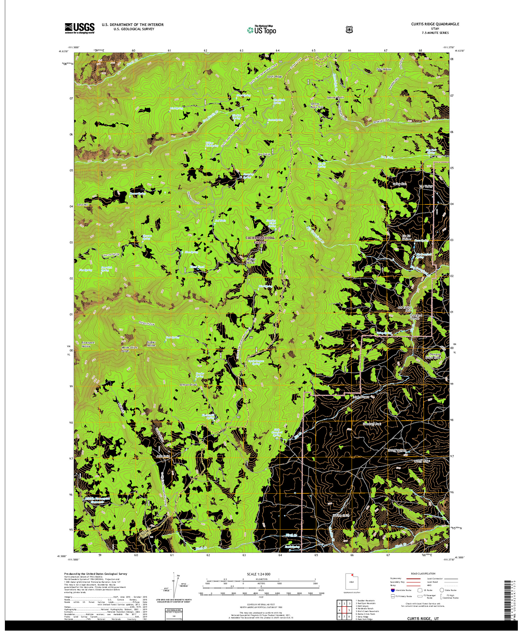 USGS US TOPO 7.5-MINUTE MAP FOR CURTIS RIDGE, UT 2020