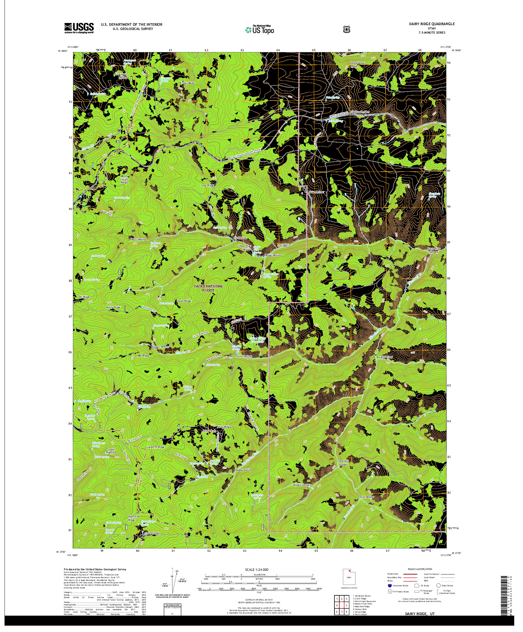 USGS US TOPO 7.5-MINUTE MAP FOR DAIRY RIDGE, UT 2020