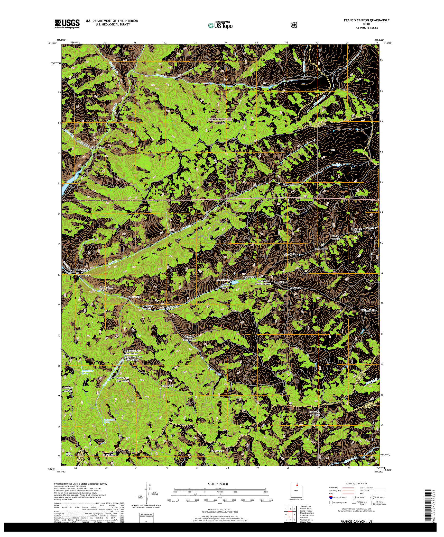 USGS US TOPO 7.5-MINUTE MAP FOR FRANCIS CANYON, UT 2020