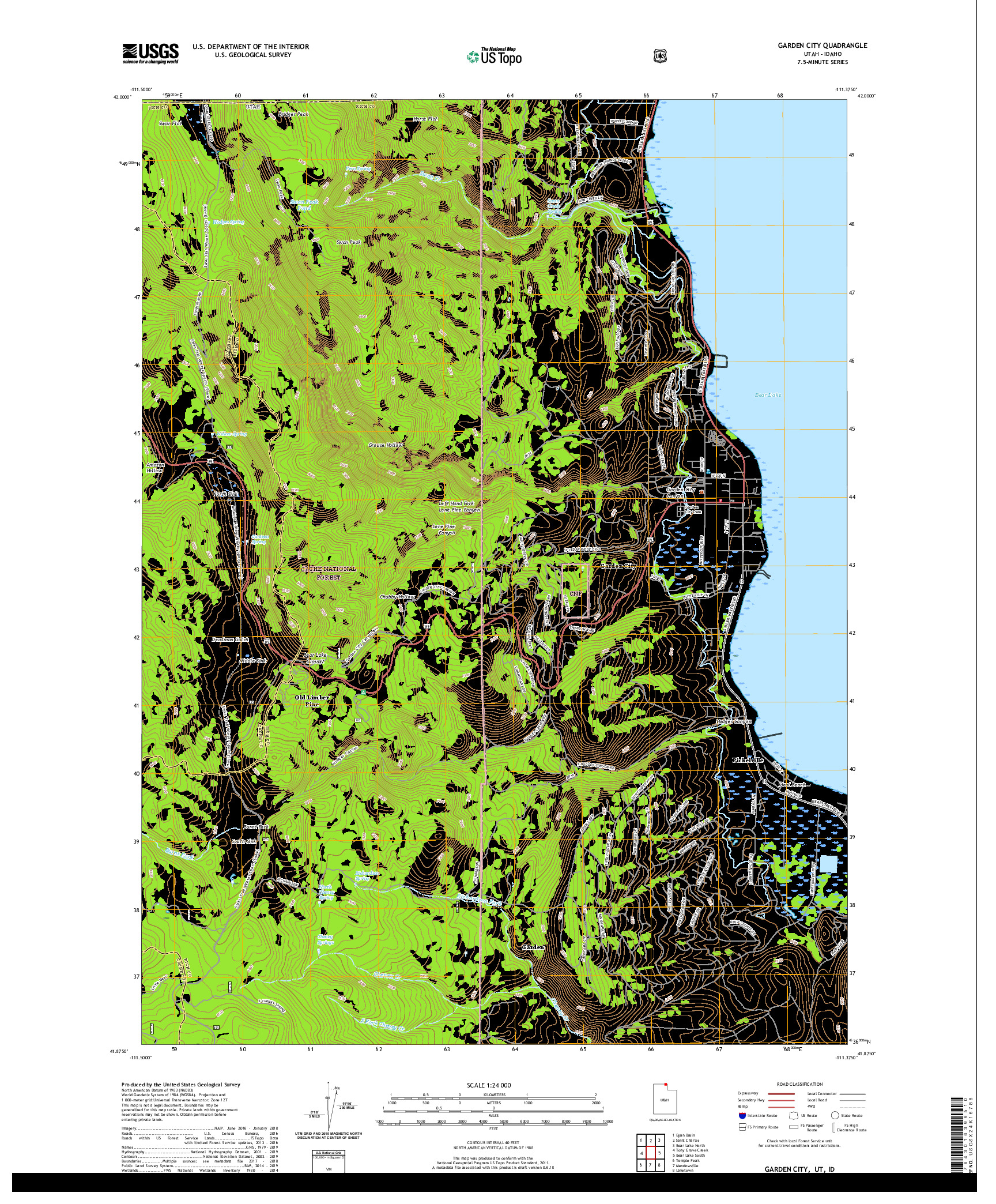 USGS US TOPO 7.5-MINUTE MAP FOR GARDEN CITY, UT,ID 2020