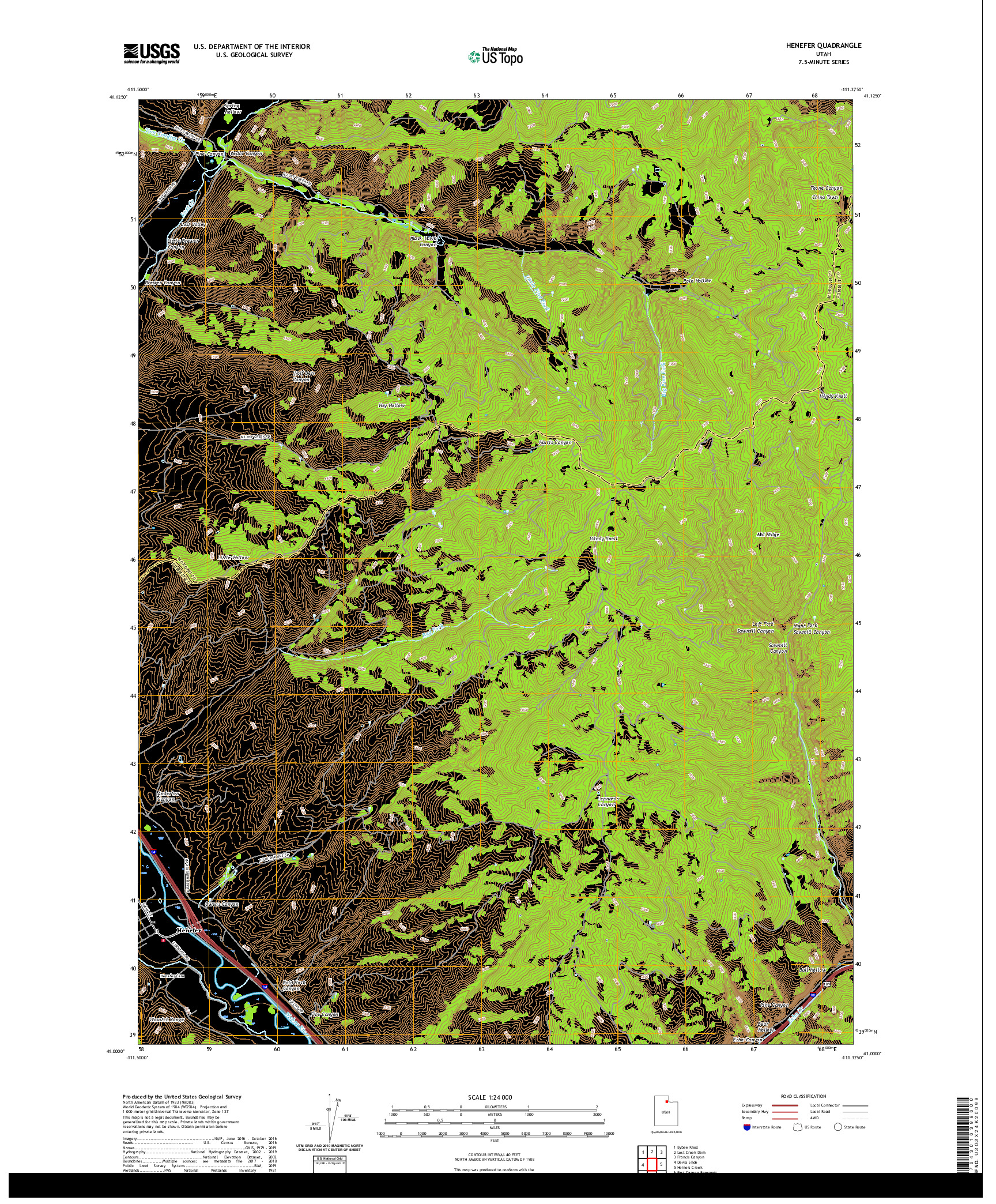 USGS US TOPO 7.5-MINUTE MAP FOR HENEFER, UT 2020