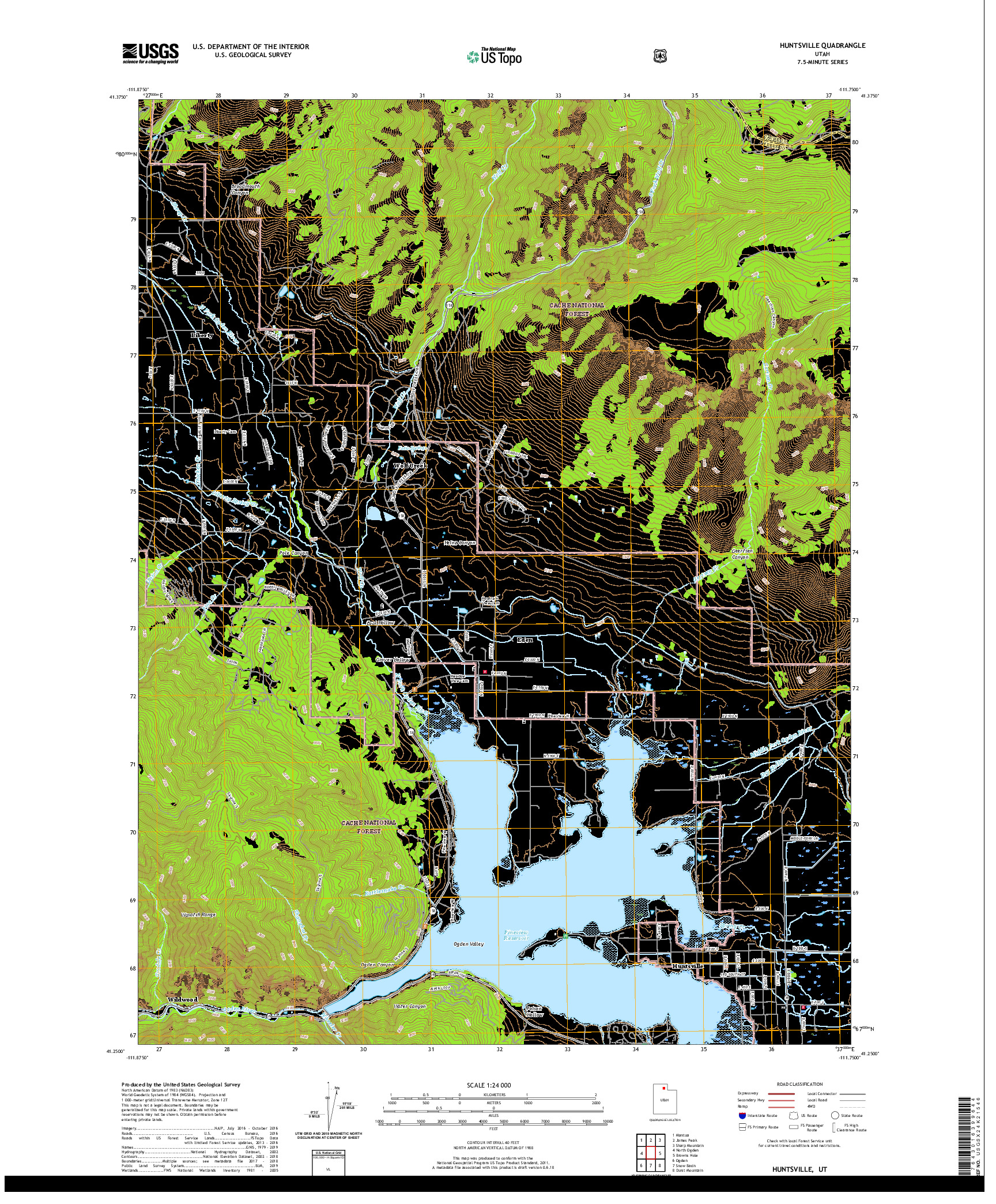 USGS US TOPO 7.5-MINUTE MAP FOR HUNTSVILLE, UT 2020