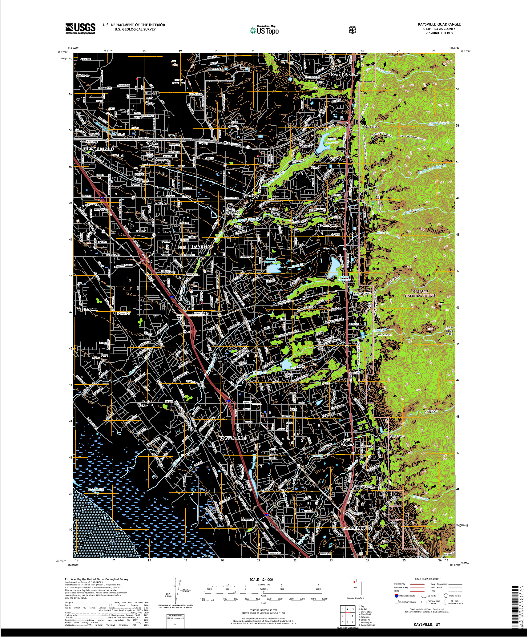 USGS US TOPO 7.5-MINUTE MAP FOR KAYSVILLE, UT 2020