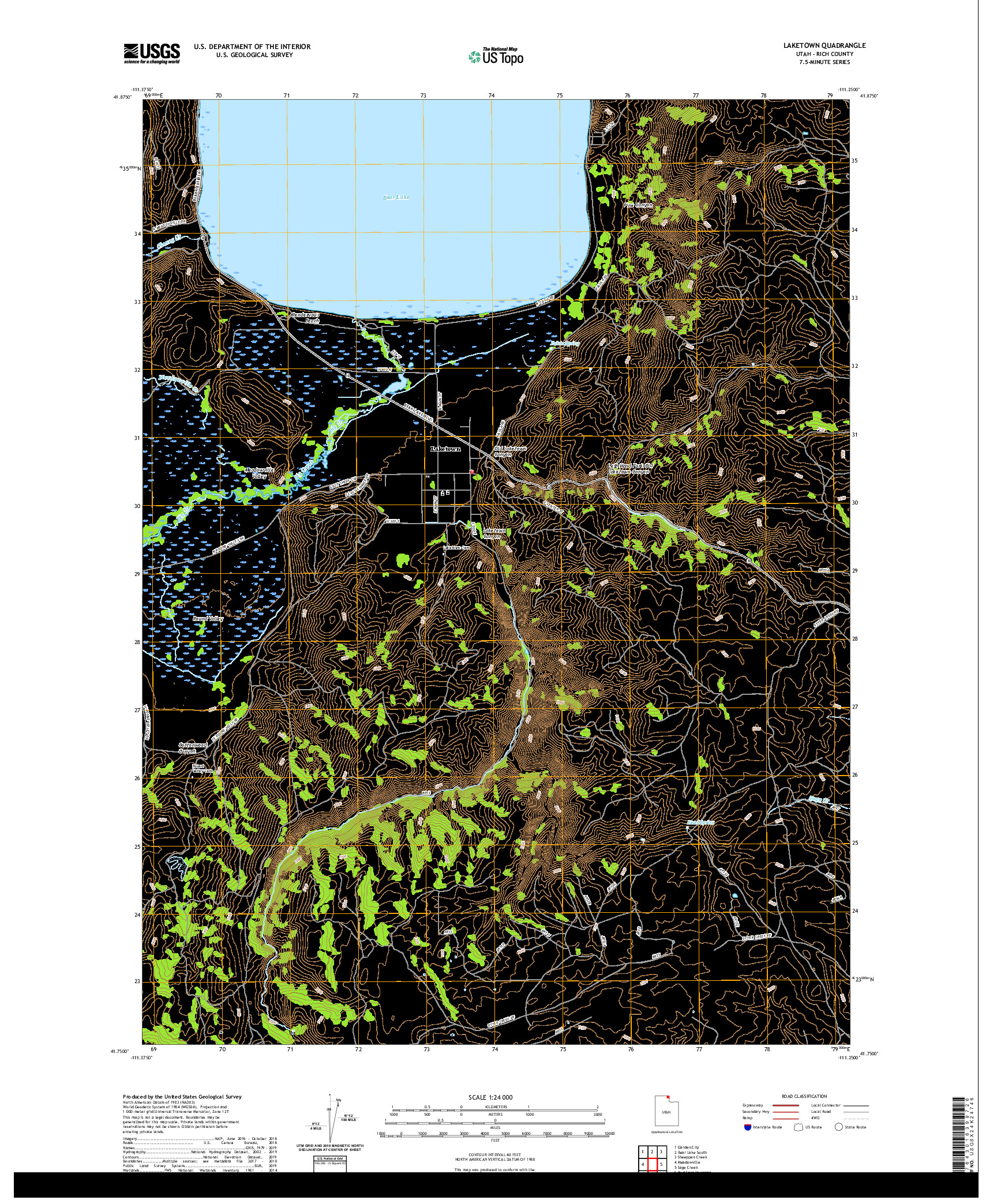 USGS US TOPO 7.5-MINUTE MAP FOR LAKETOWN, UT 2020