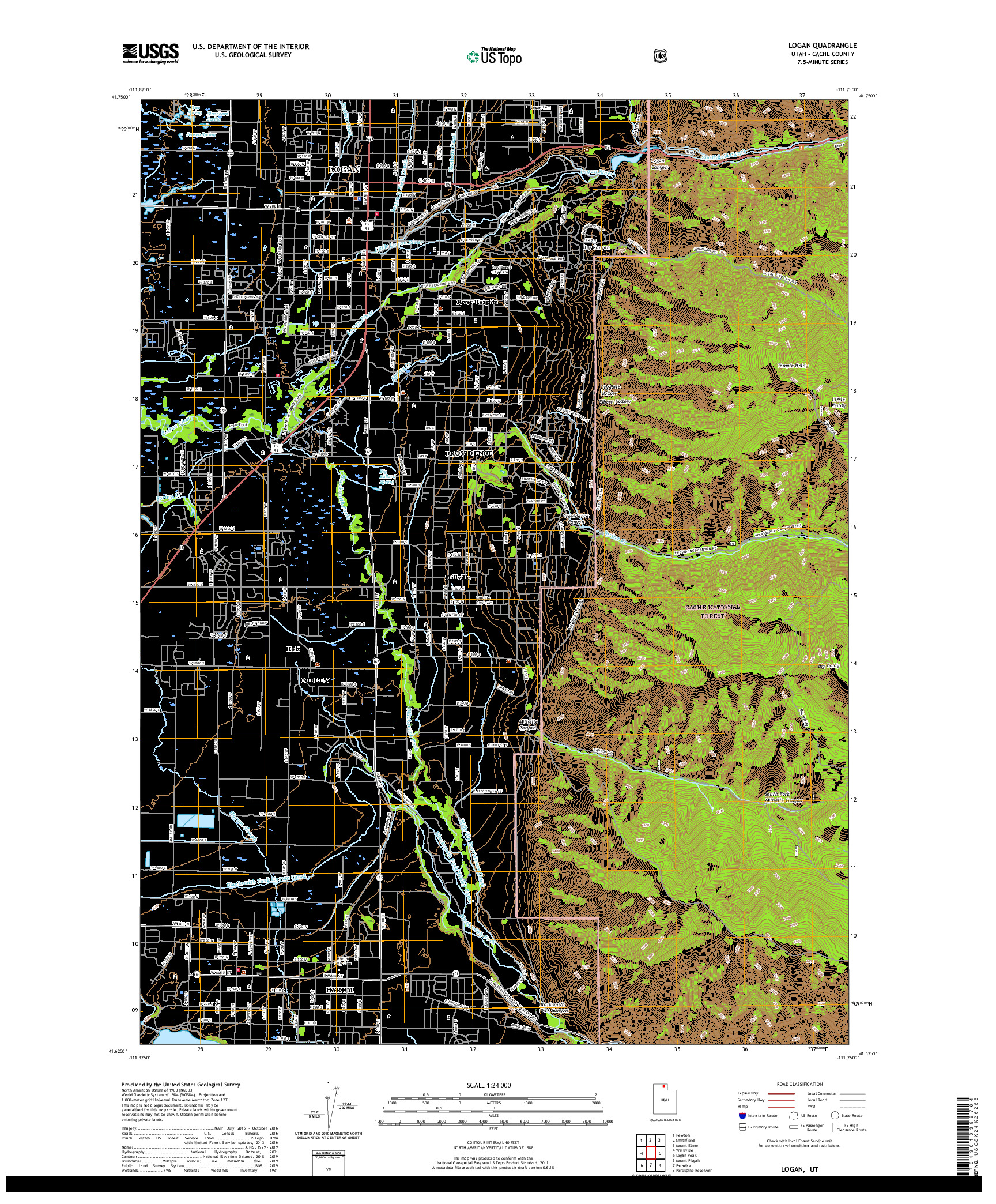 USGS US TOPO 7.5-MINUTE MAP FOR LOGAN, UT 2020