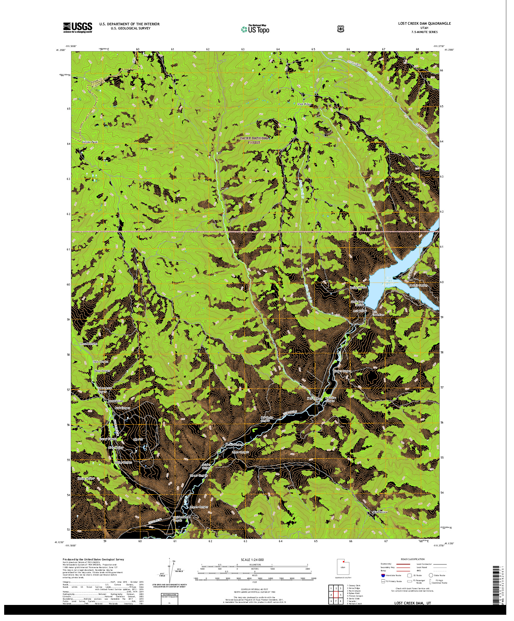USGS US TOPO 7.5-MINUTE MAP FOR LOST CREEK DAM, UT 2020