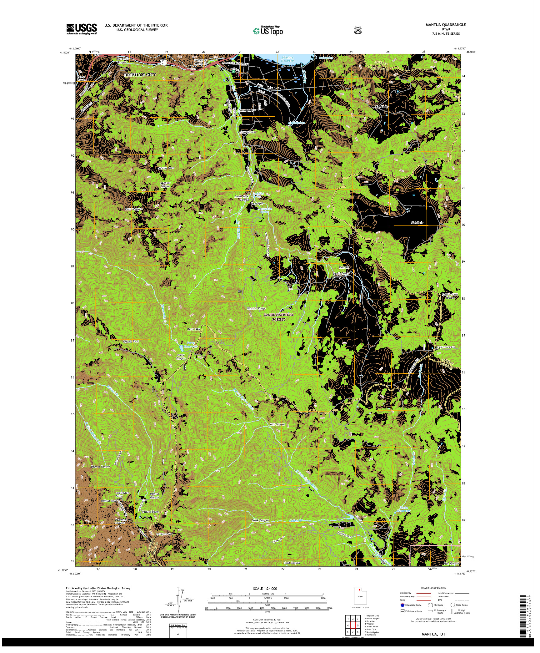 USGS US TOPO 7.5-MINUTE MAP FOR MANTUA, UT 2020