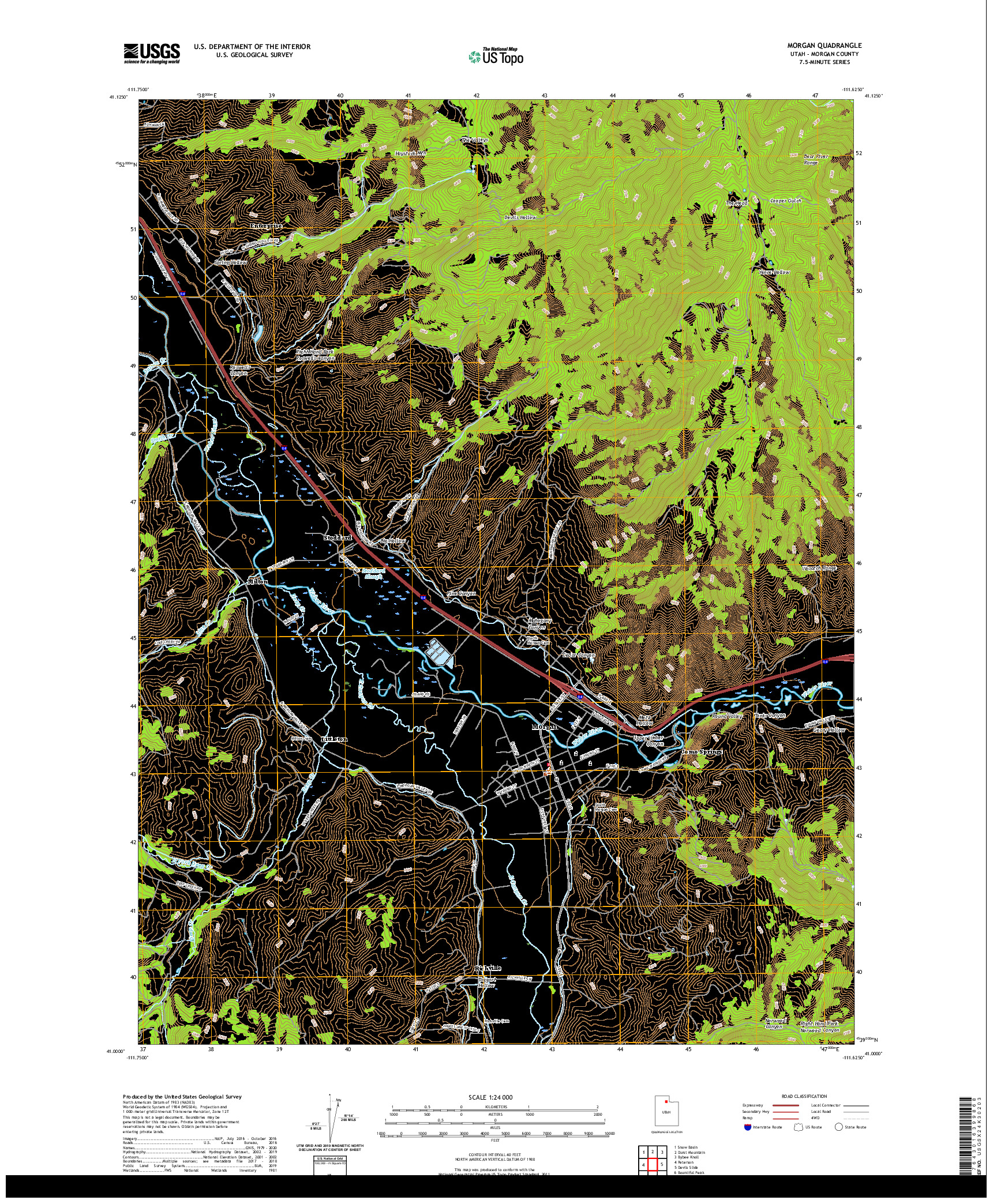 USGS US TOPO 7.5-MINUTE MAP FOR MORGAN, UT 2020