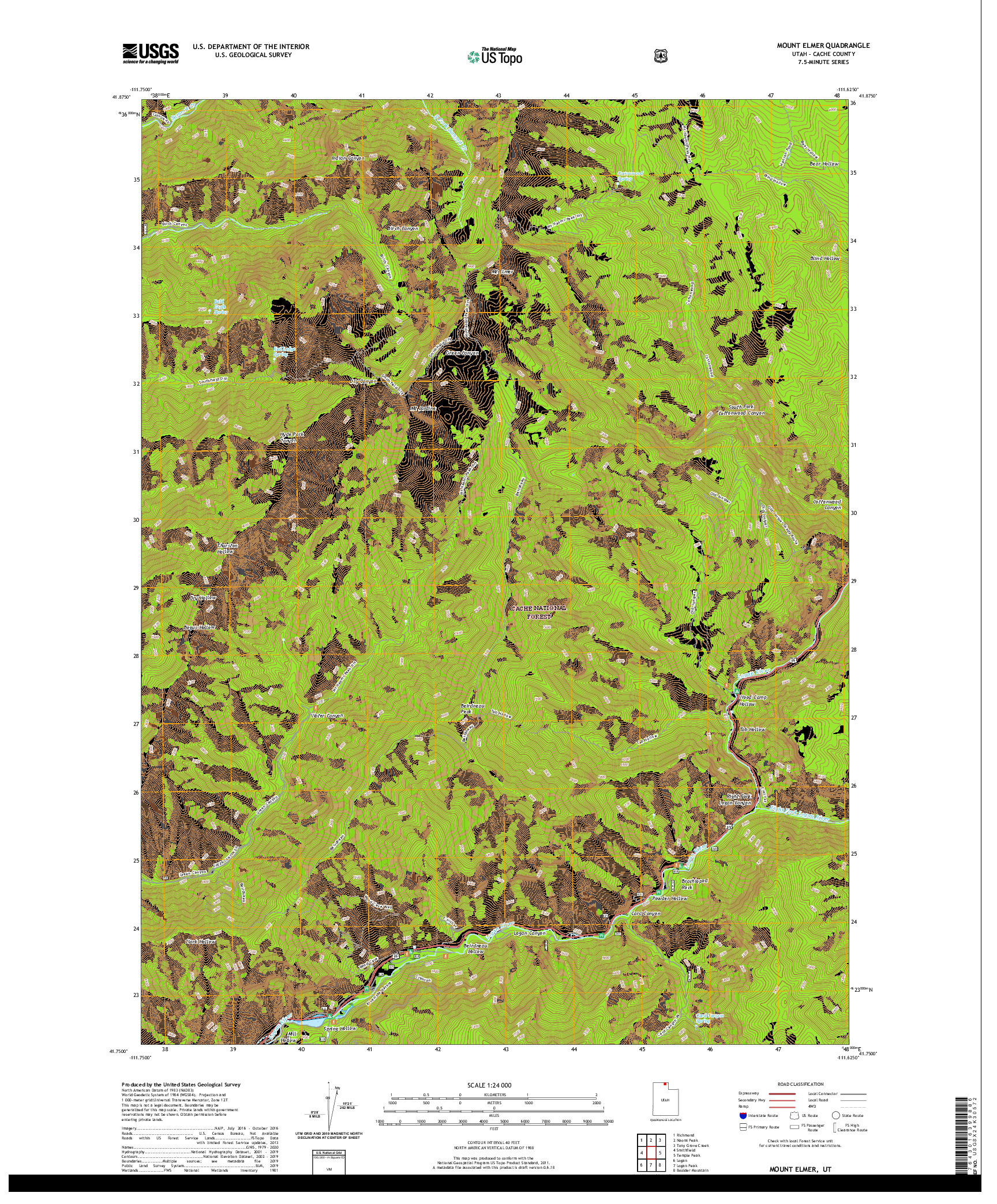 USGS US TOPO 7.5-MINUTE MAP FOR MOUNT ELMER, UT 2020