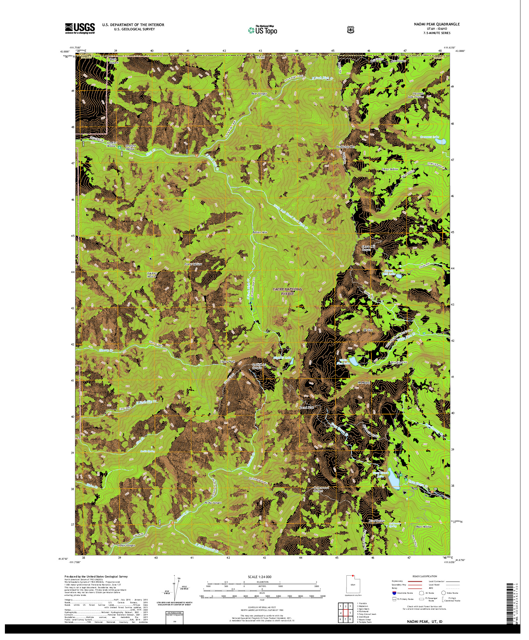 USGS US TOPO 7.5-MINUTE MAP FOR NAOMI PEAK, UT,ID 2020