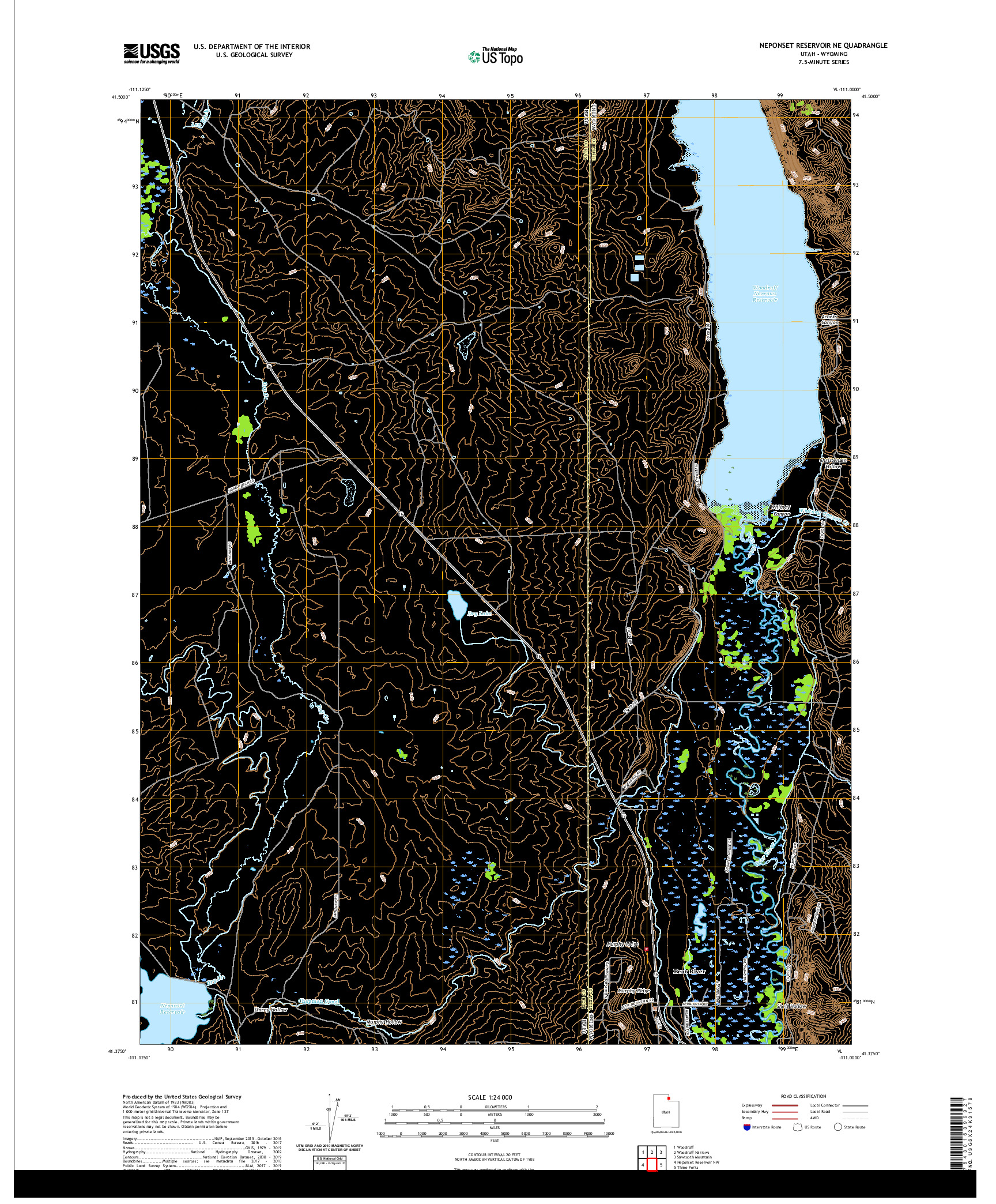 USGS US TOPO 7.5-MINUTE MAP FOR NEPONSET RESERVOIR NE, UT,WY 2020