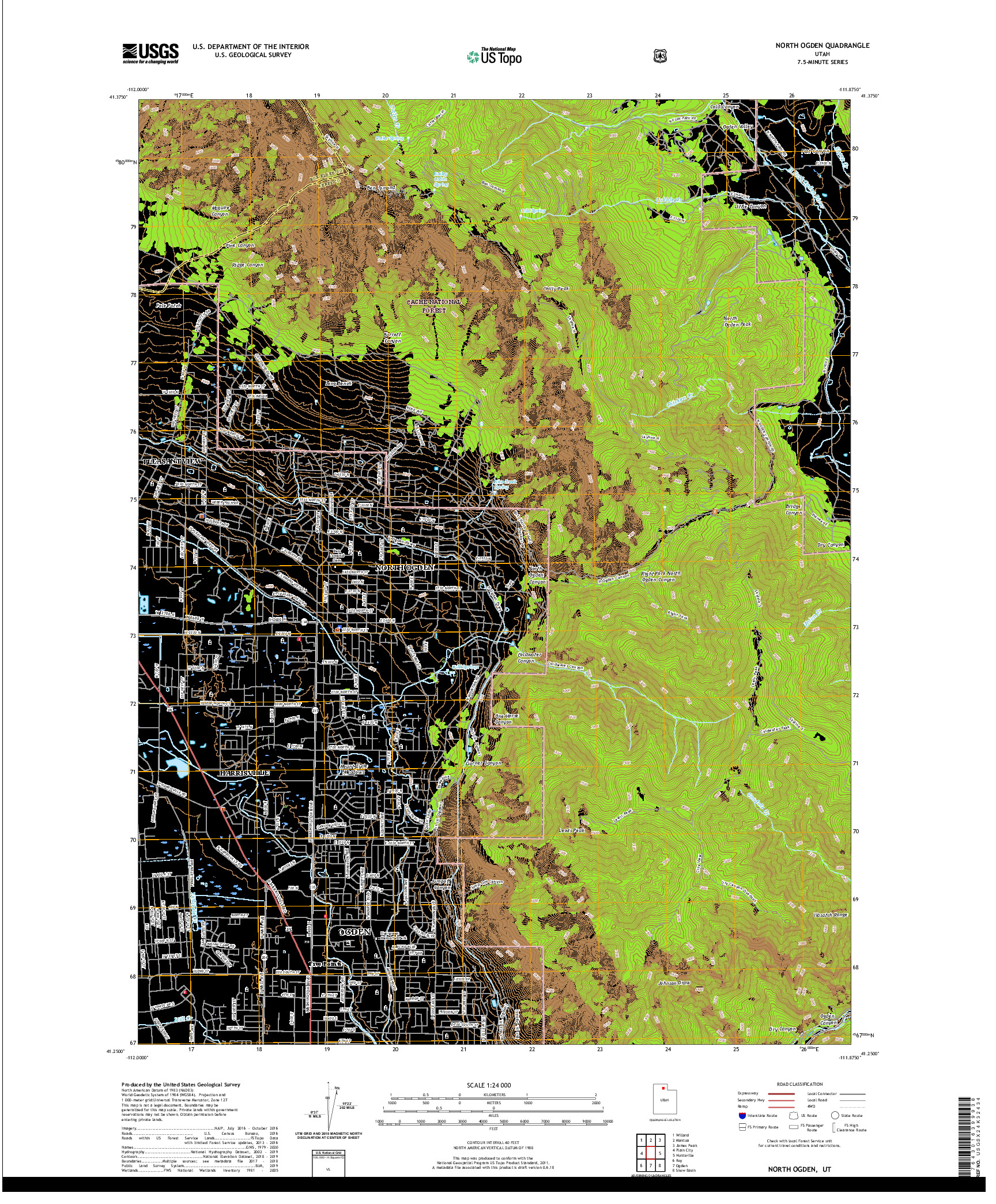 USGS US TOPO 7.5-MINUTE MAP FOR NORTH OGDEN, UT 2020