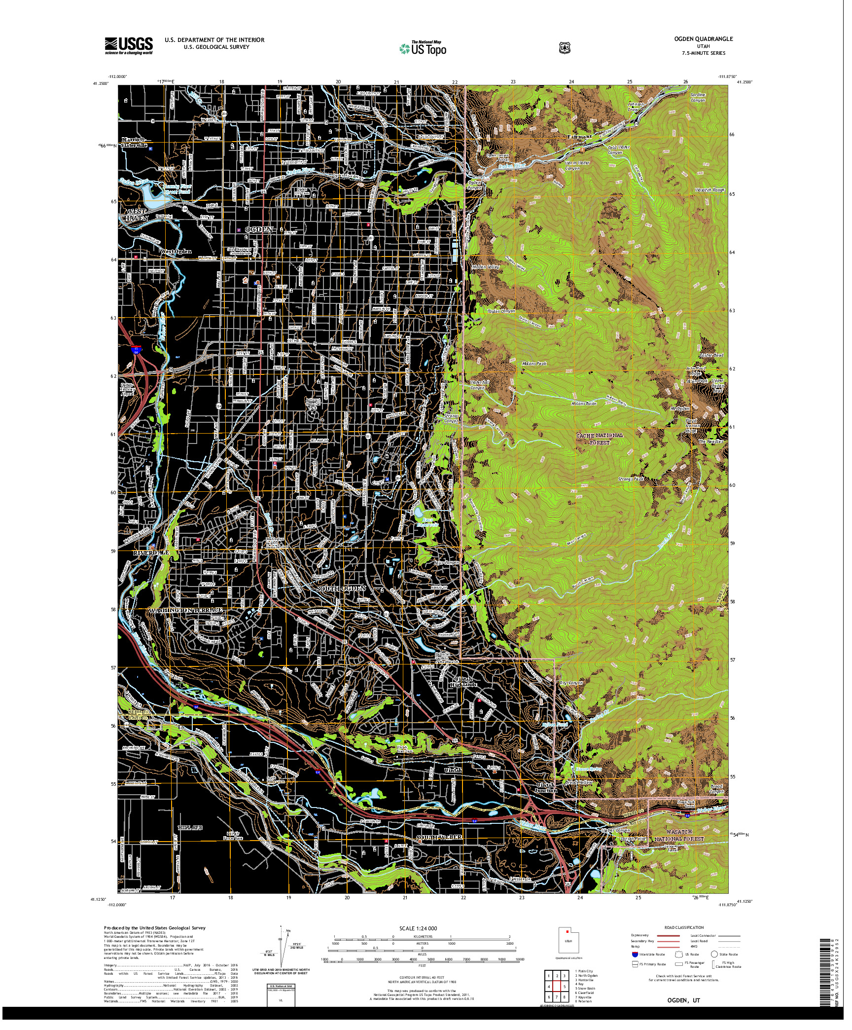 USGS US TOPO 7.5-MINUTE MAP FOR OGDEN, UT 2020