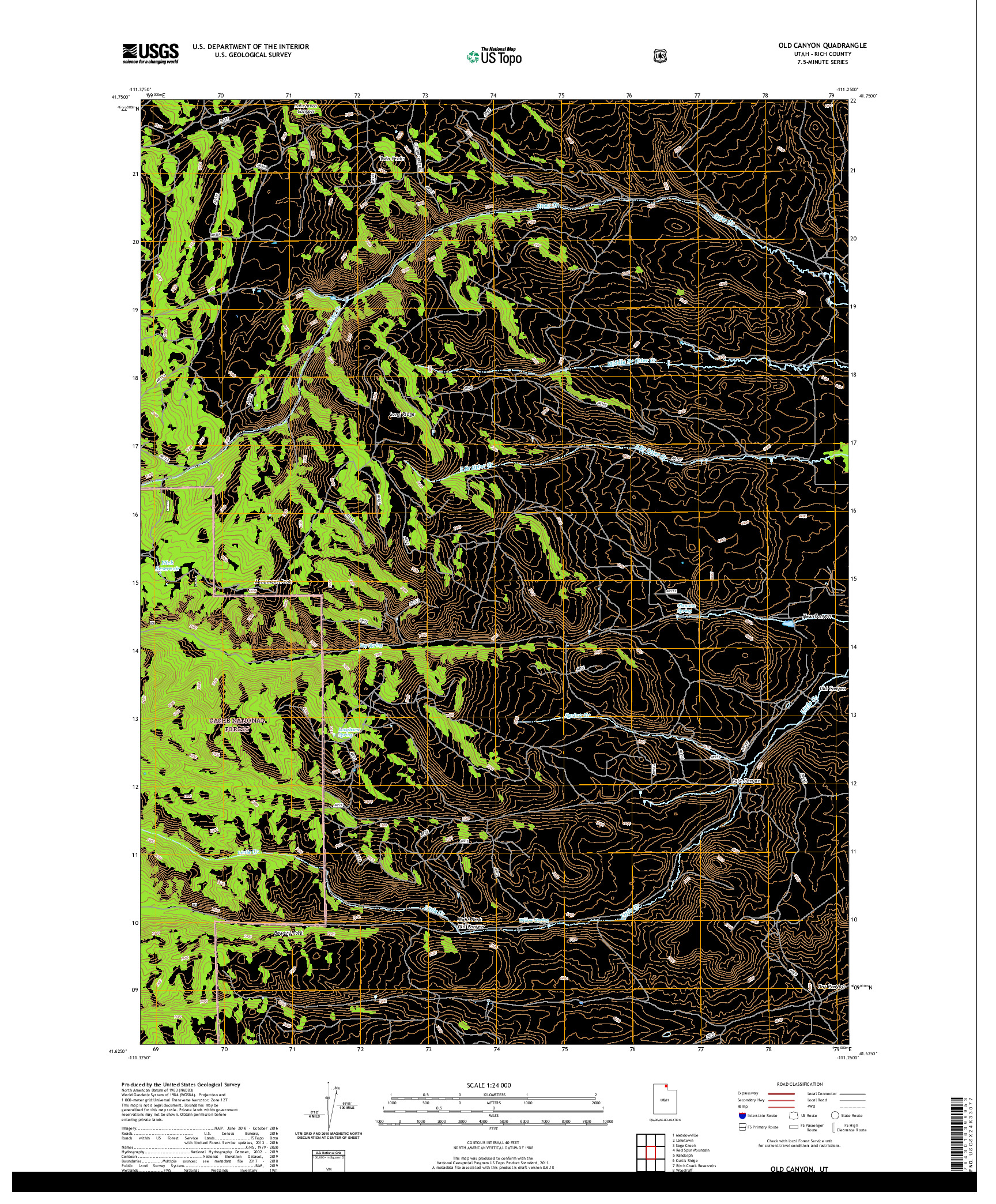 USGS US TOPO 7.5-MINUTE MAP FOR OLD CANYON, UT 2020