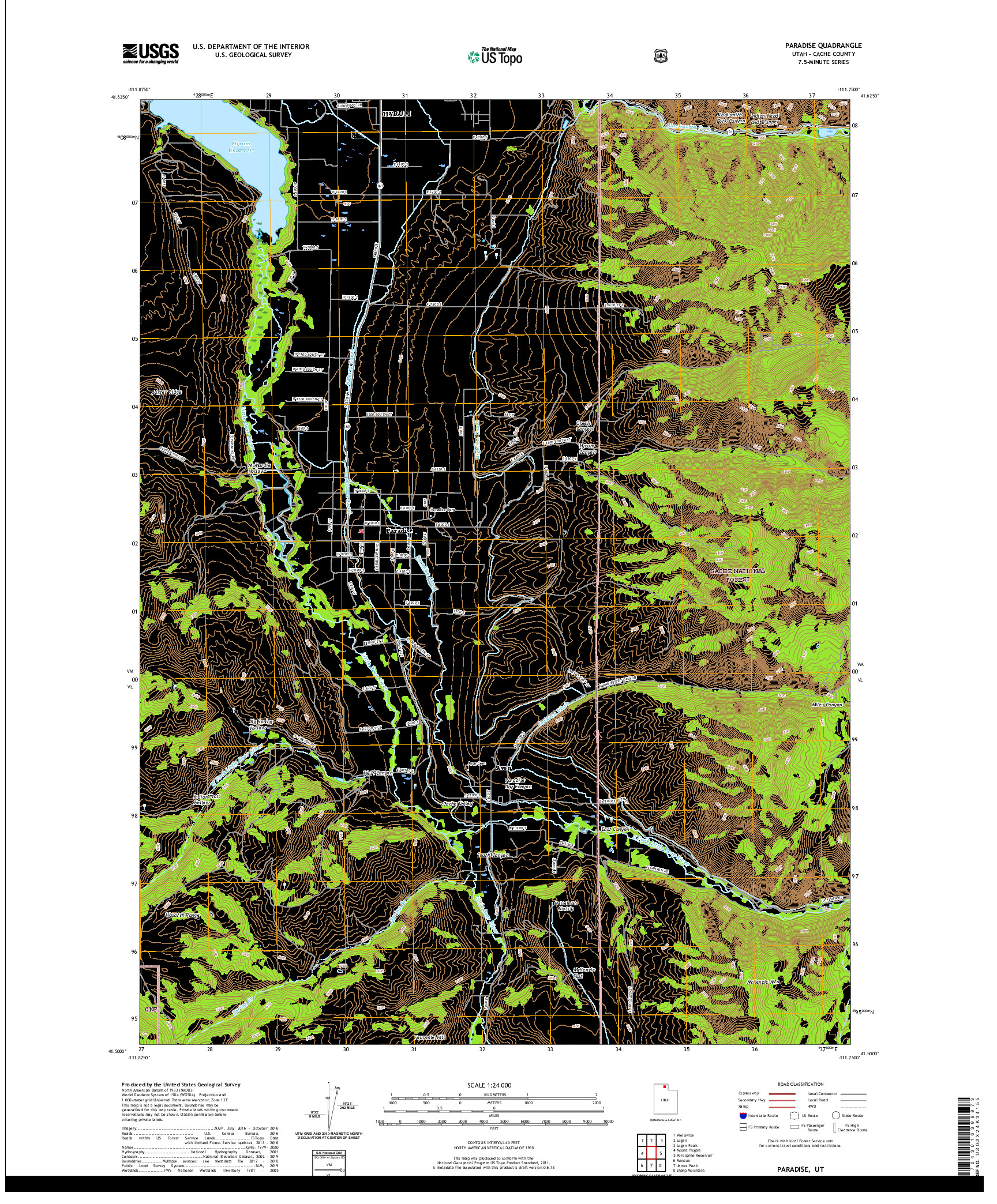 USGS US TOPO 7.5-MINUTE MAP FOR PARADISE, UT 2020
