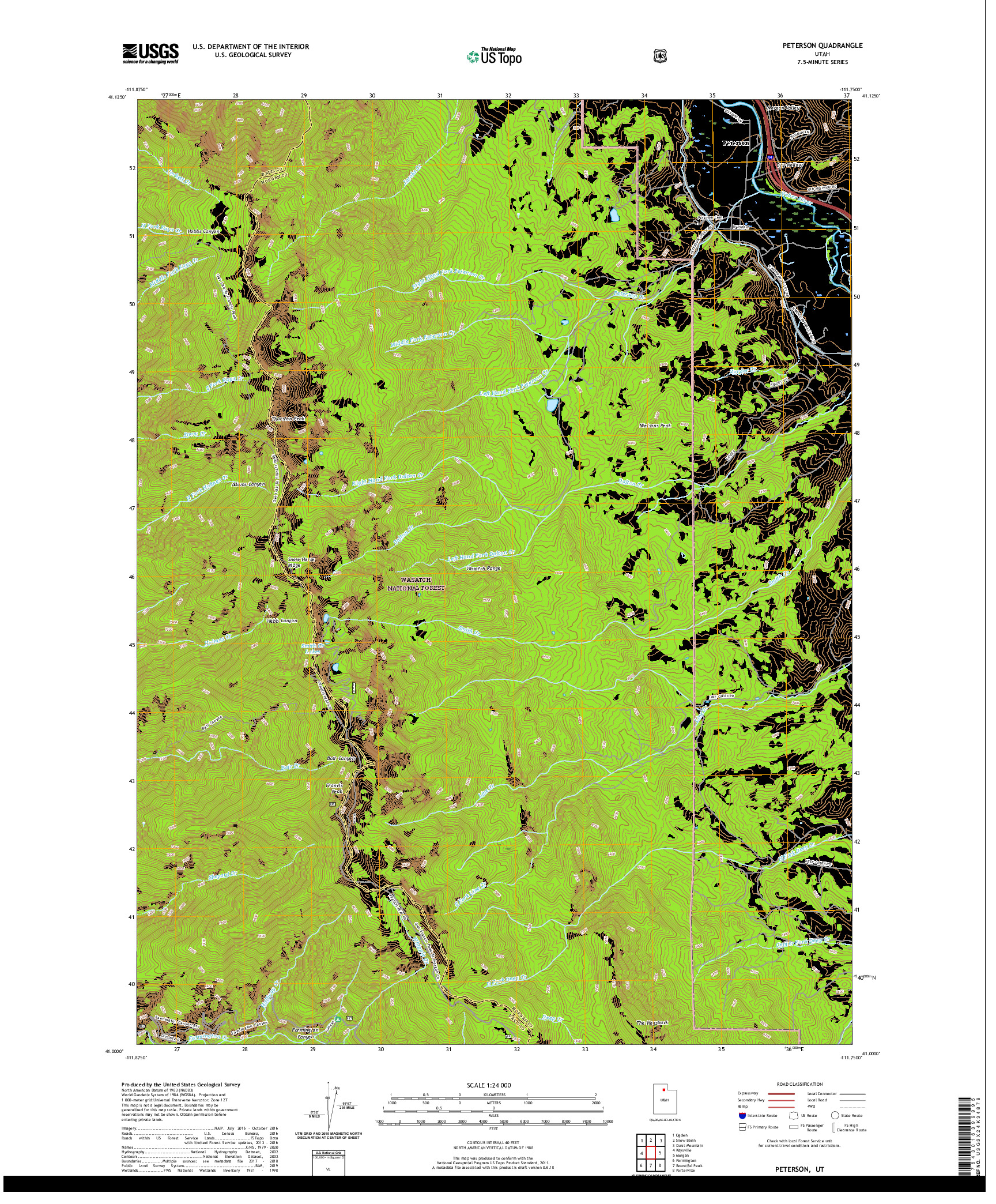 USGS US TOPO 7.5-MINUTE MAP FOR PETERSON, UT 2020