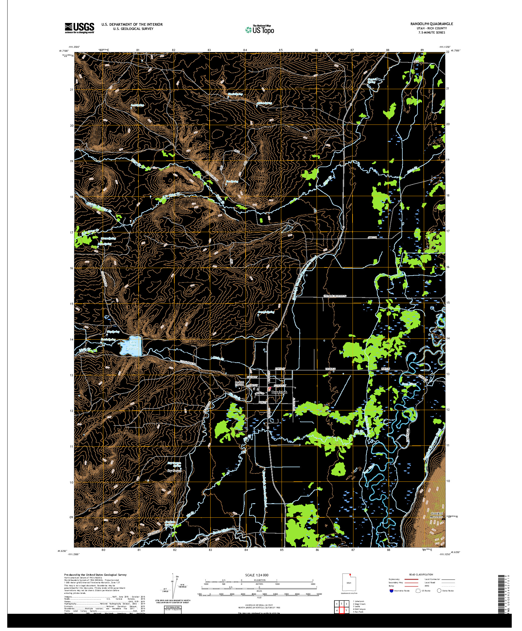 USGS US TOPO 7.5-MINUTE MAP FOR RANDOLPH, UT 2020