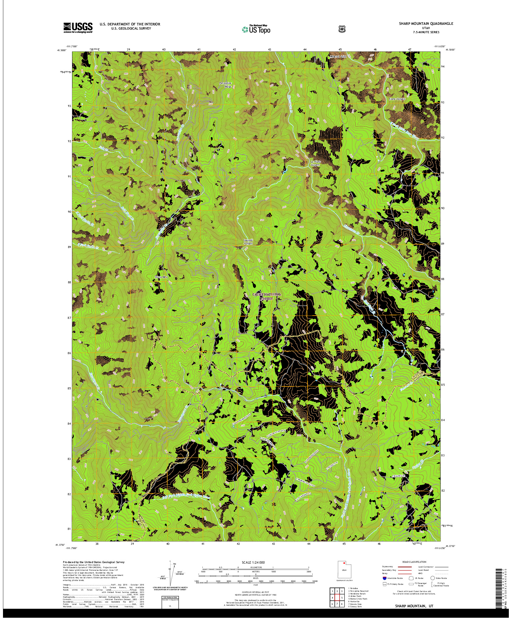 USGS US TOPO 7.5-MINUTE MAP FOR SHARP MOUNTAIN, UT 2020