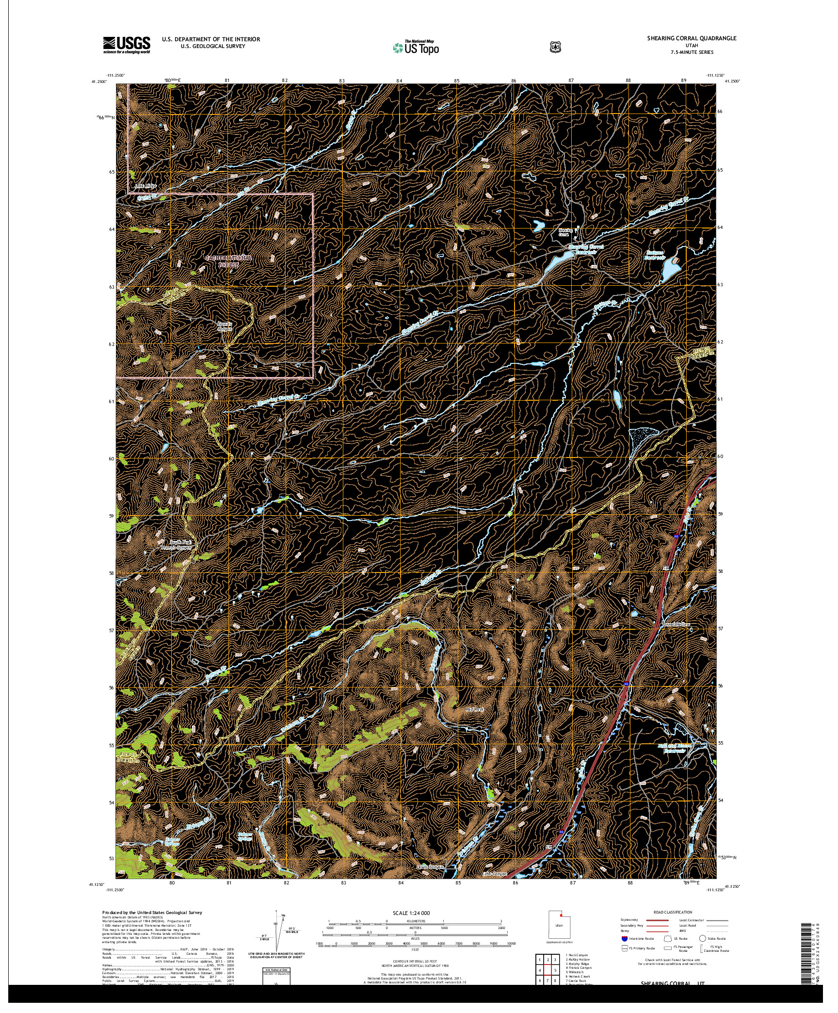 USGS US TOPO 7.5-MINUTE MAP FOR SHEARING CORRAL, UT 2020