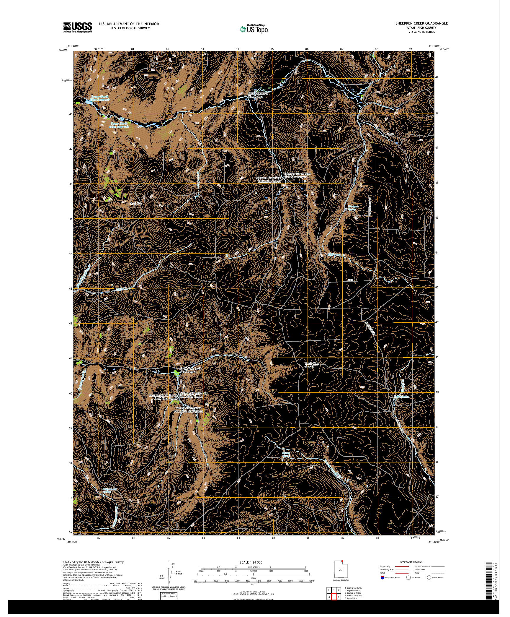 USGS US TOPO 7.5-MINUTE MAP FOR SHEEPPEN CREEK, UT 2020