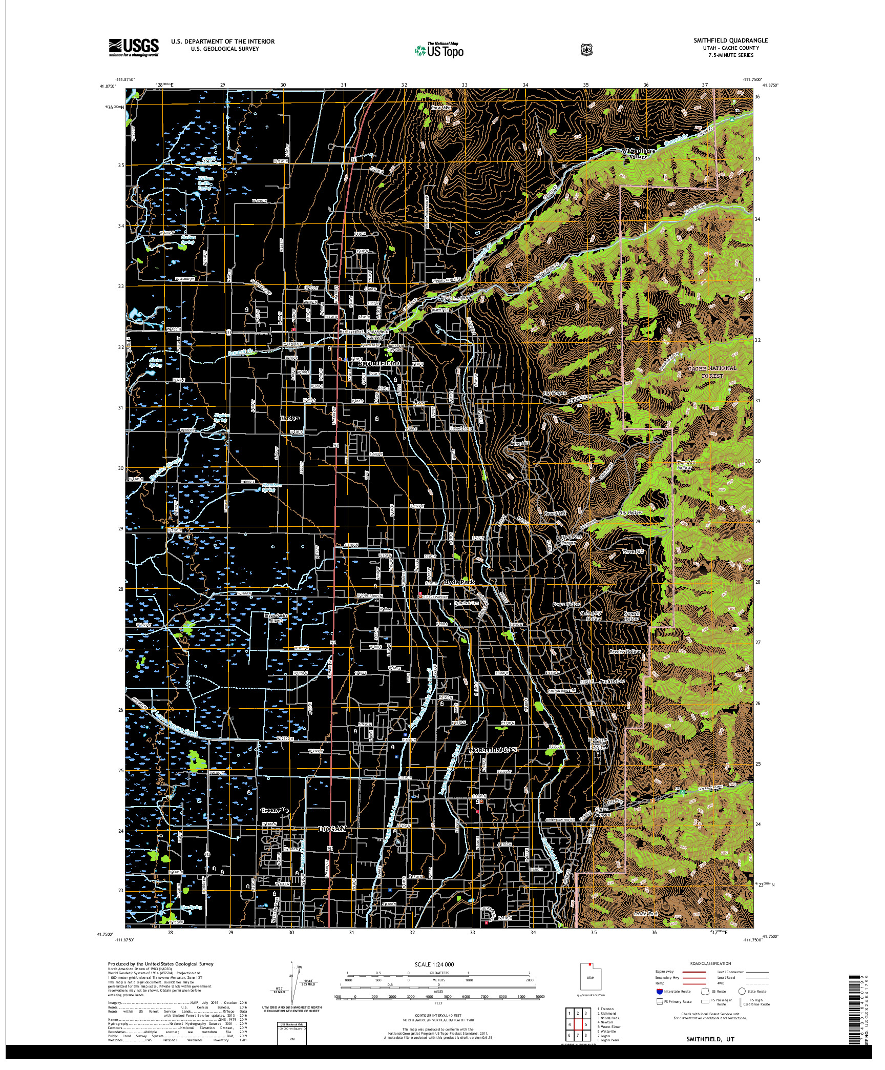 USGS US TOPO 7.5-MINUTE MAP FOR SMITHFIELD, UT 2020