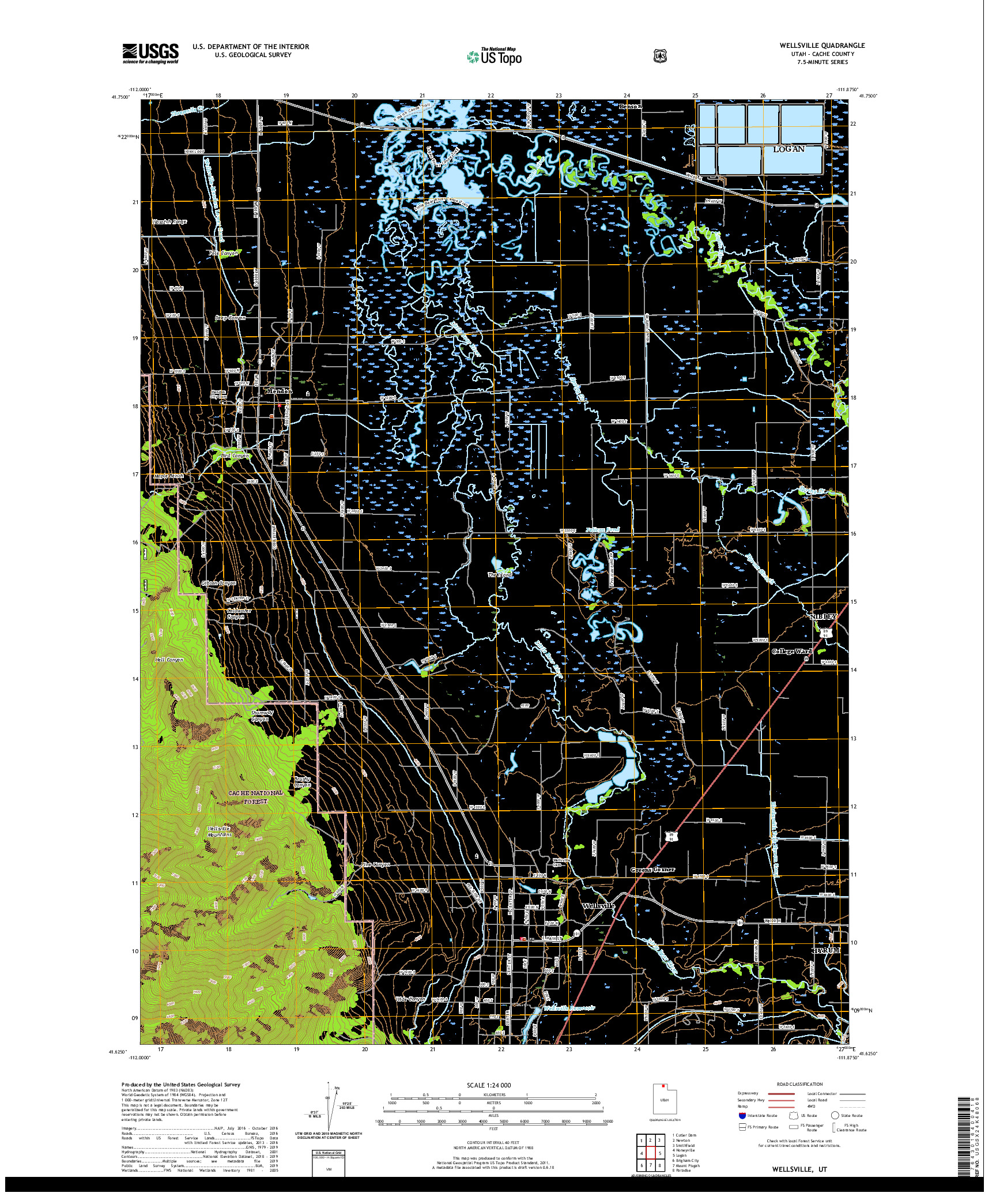 USGS US TOPO 7.5-MINUTE MAP FOR WELLSVILLE, UT 2020