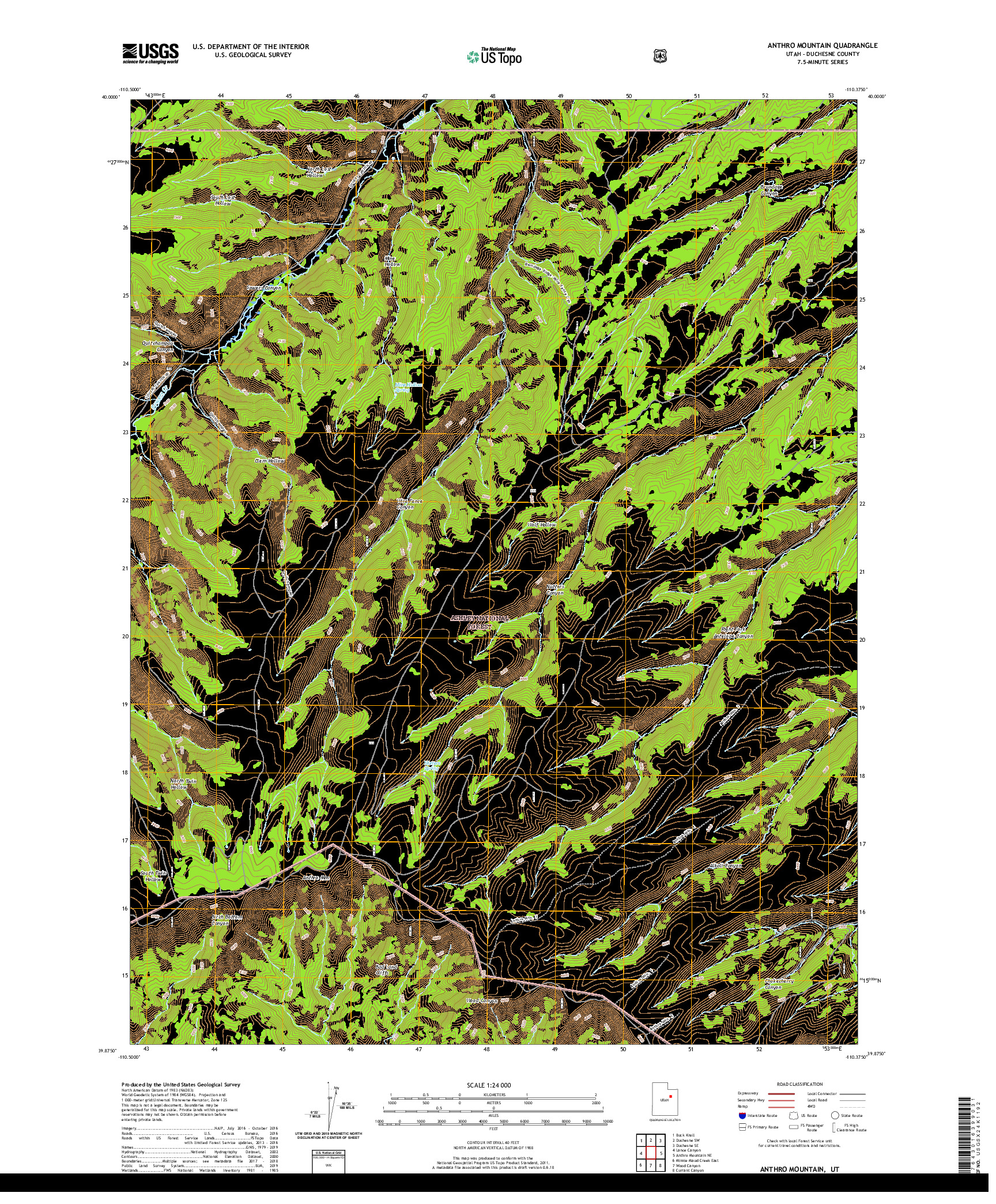 USGS US TOPO 7.5-MINUTE MAP FOR ANTHRO MOUNTAIN, UT 2020