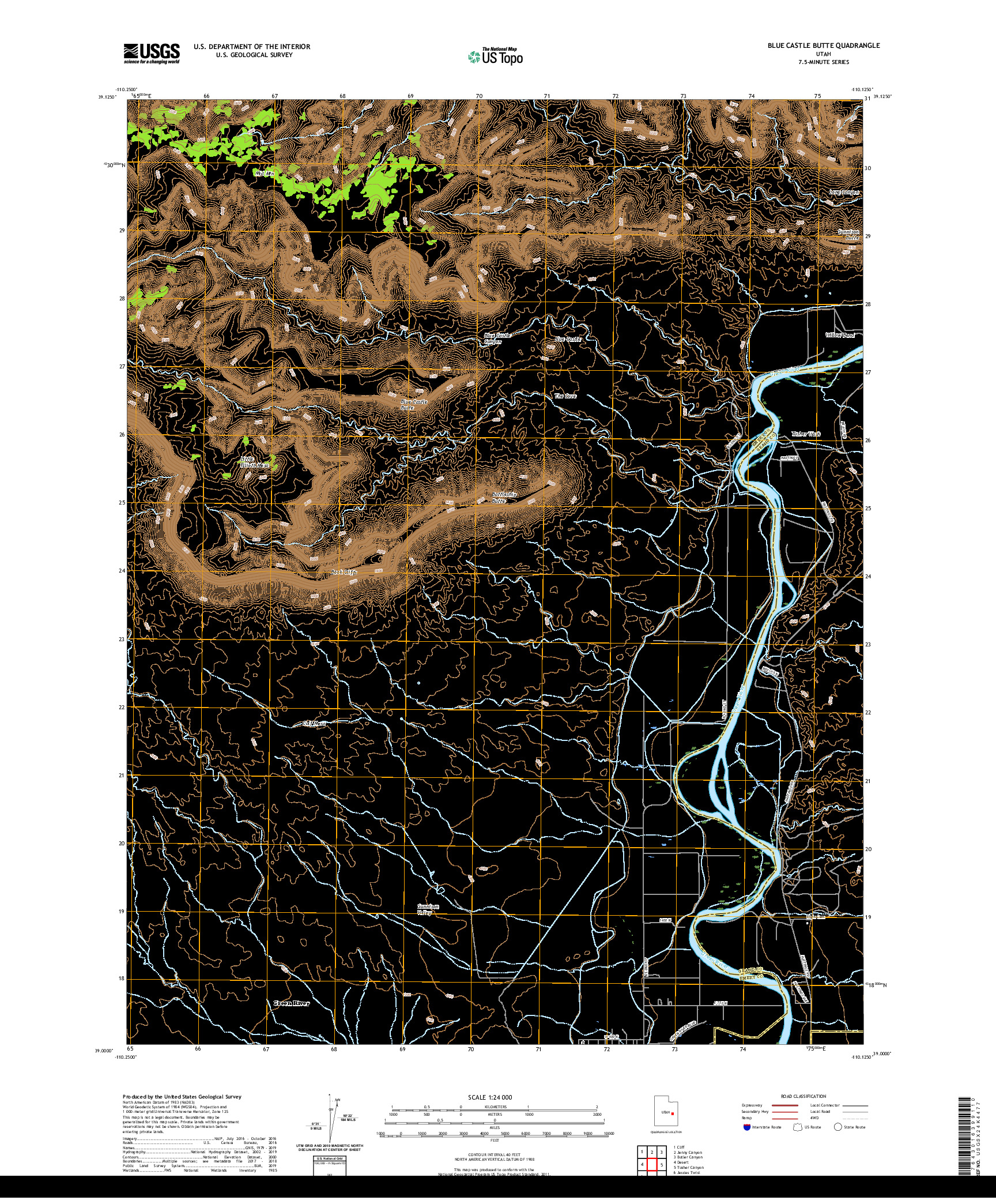 USGS US TOPO 7.5-MINUTE MAP FOR BLUE CASTLE BUTTE, UT 2020