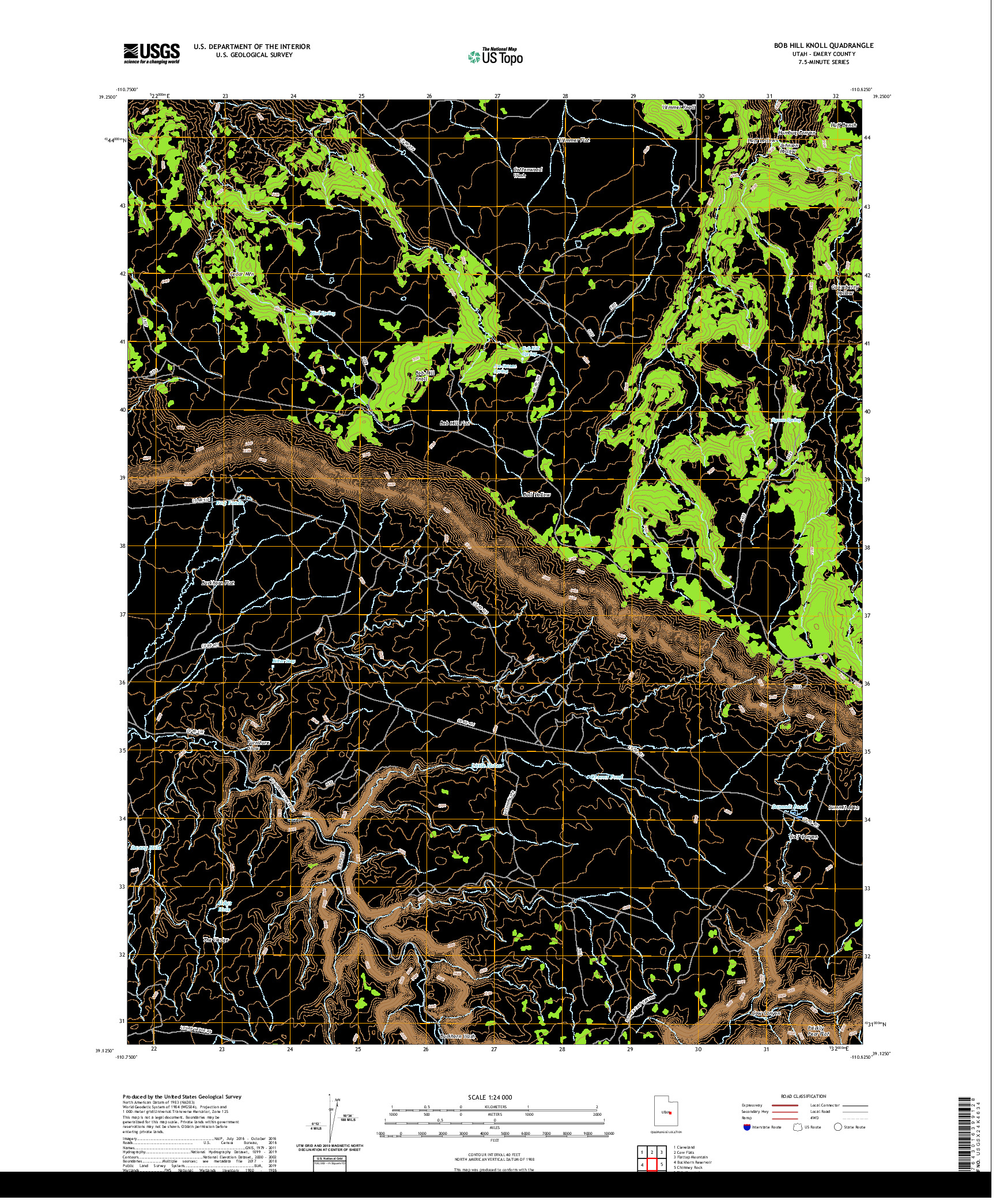 USGS US TOPO 7.5-MINUTE MAP FOR BOB HILL KNOLL, UT 2020