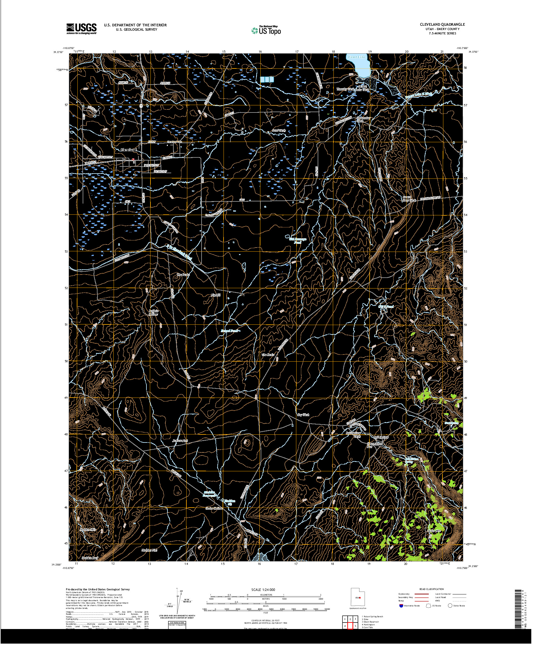 USGS US TOPO 7.5-MINUTE MAP FOR CLEVELAND, UT 2020
