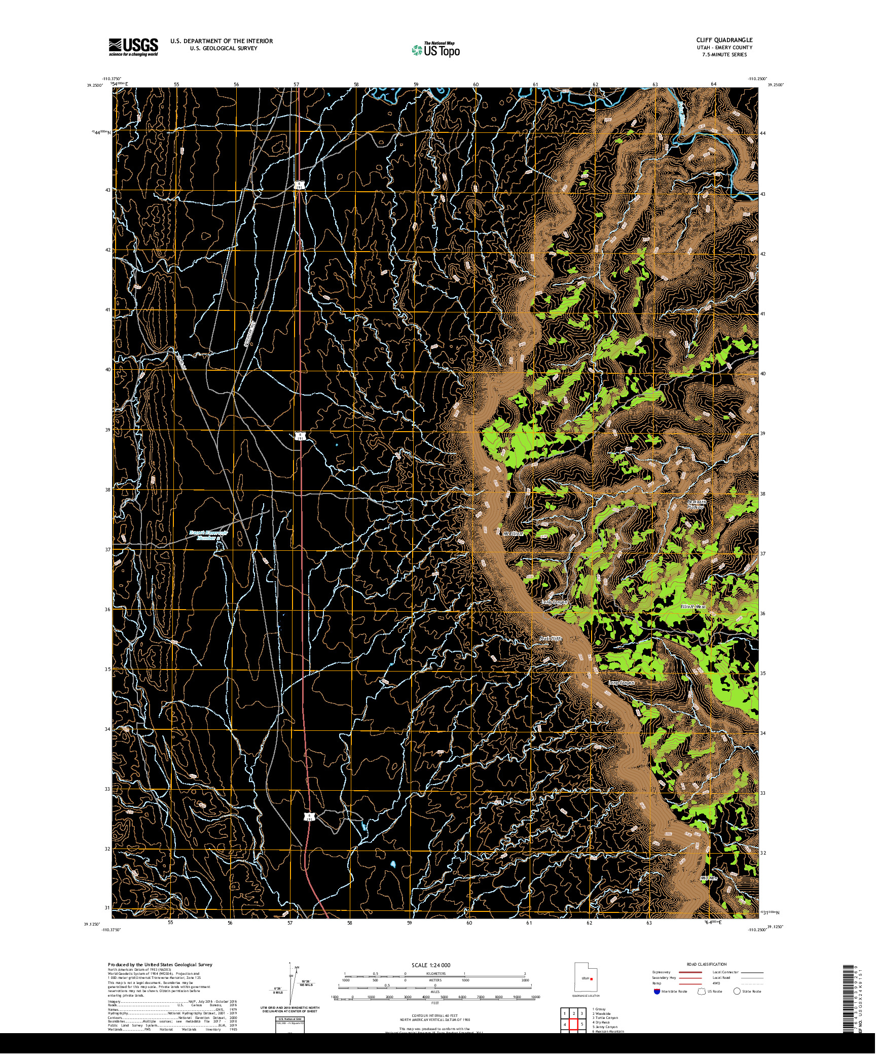 USGS US TOPO 7.5-MINUTE MAP FOR CLIFF, UT 2020