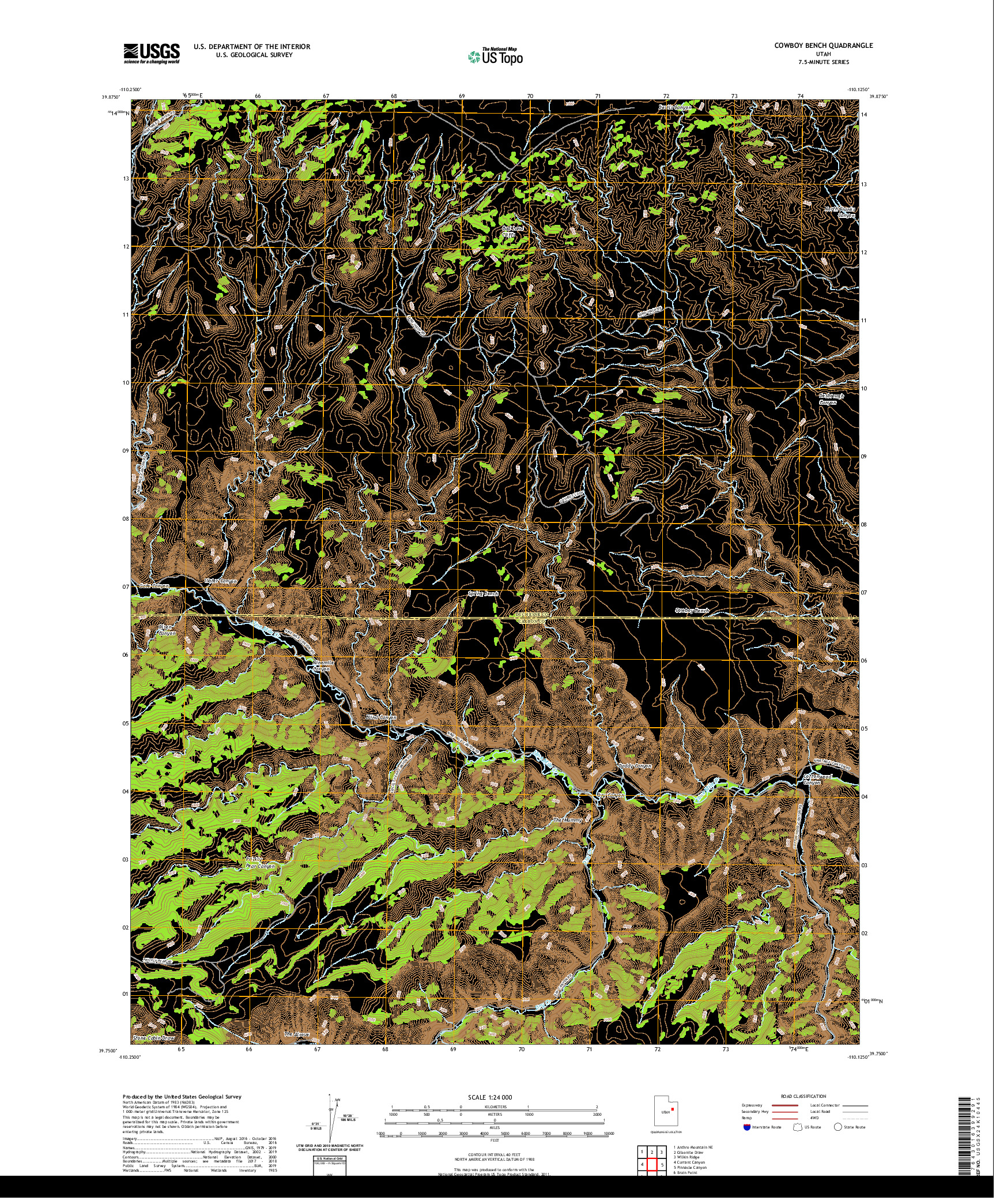 USGS US TOPO 7.5-MINUTE MAP FOR COWBOY BENCH, UT 2020