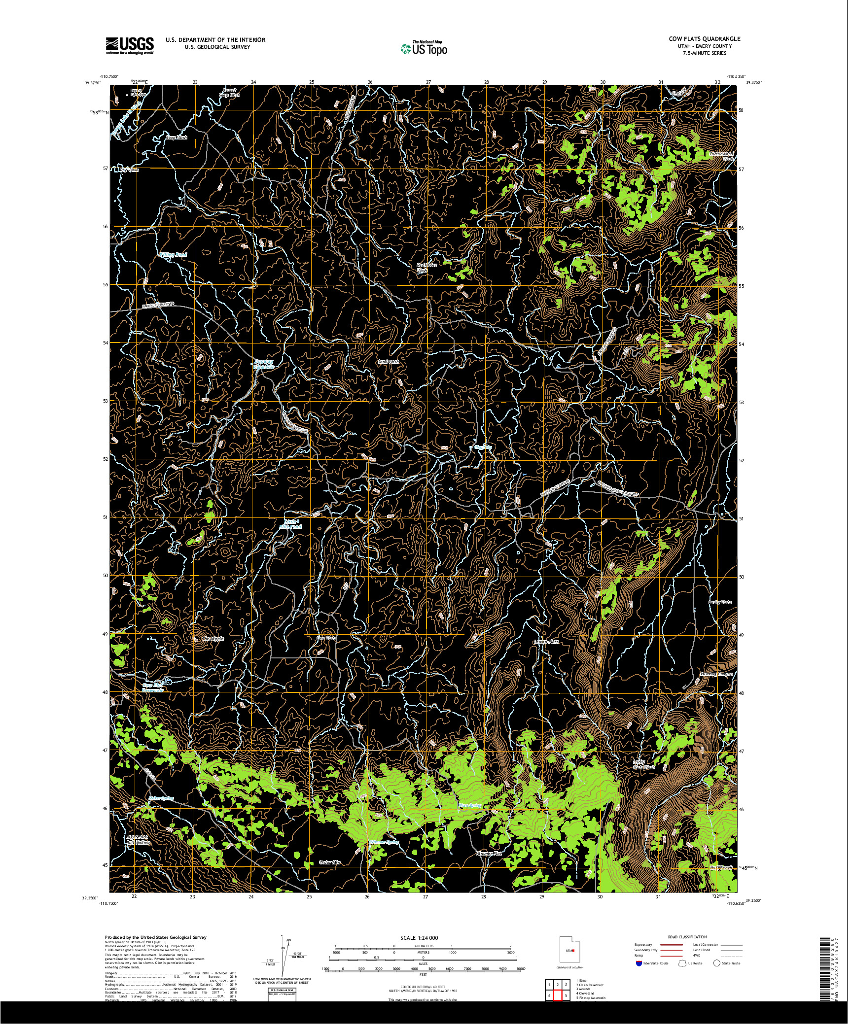 USGS US TOPO 7.5-MINUTE MAP FOR COW FLATS, UT 2020