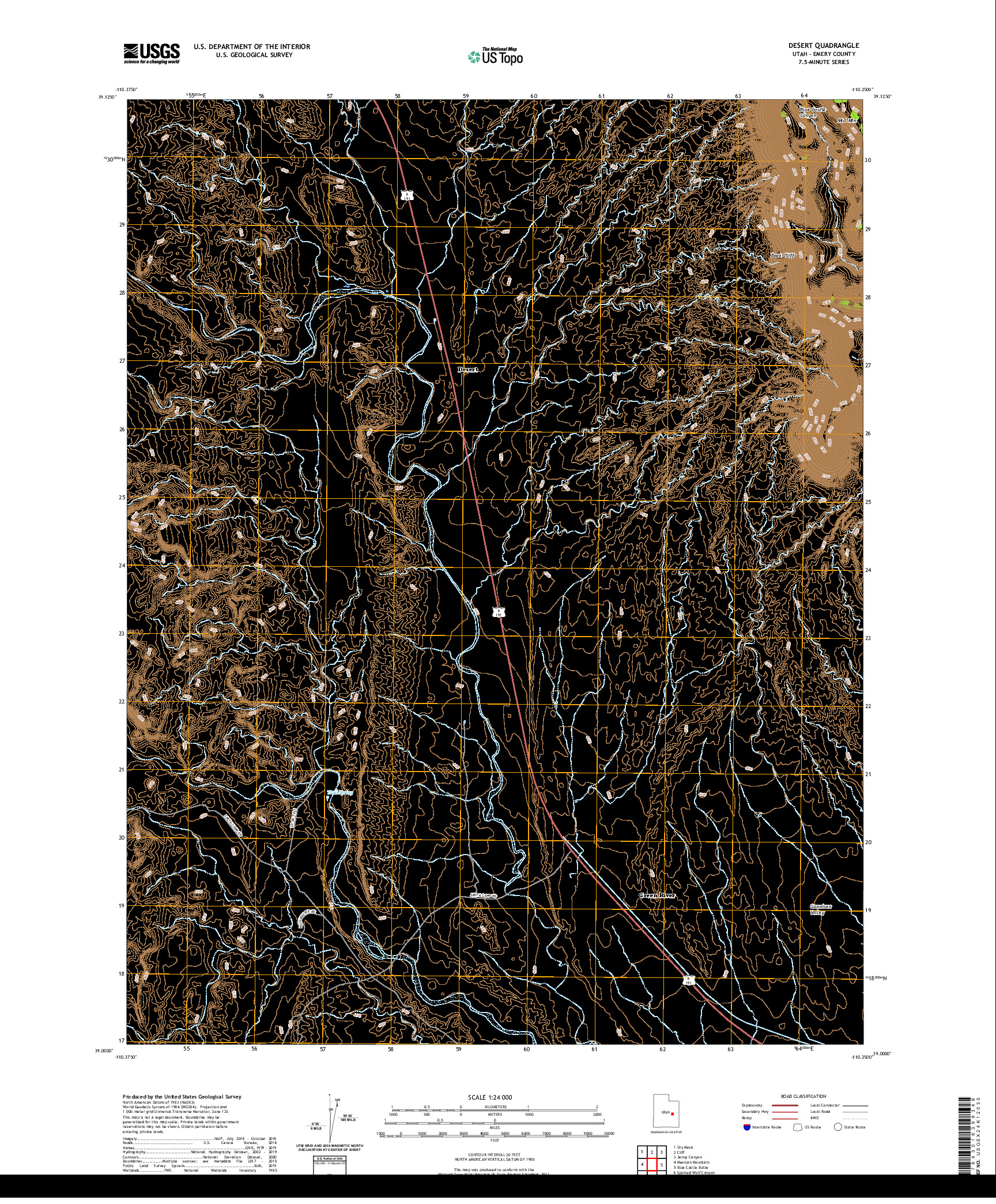 USGS US TOPO 7.5-MINUTE MAP FOR DESERT, UT 2020