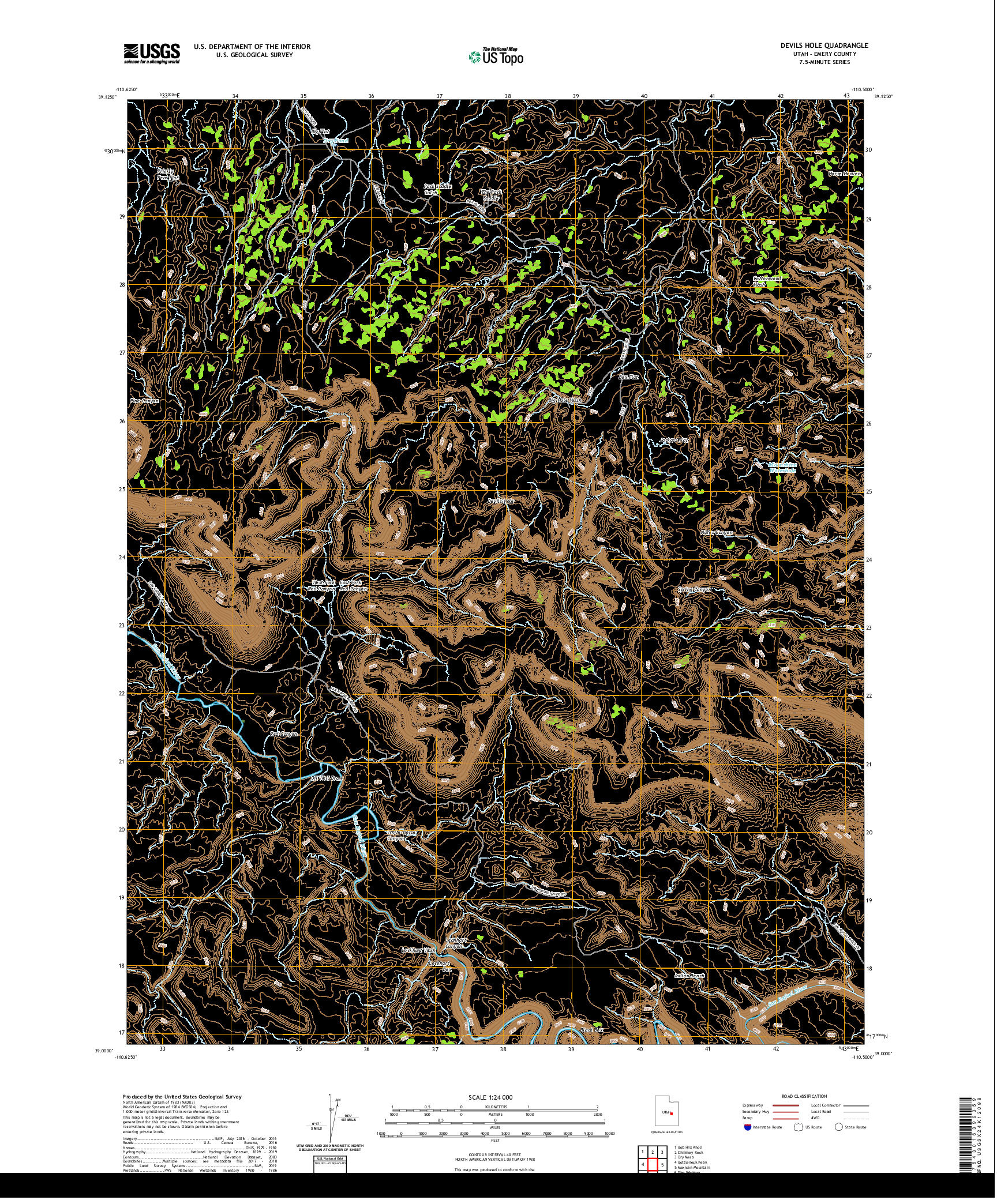 USGS US TOPO 7.5-MINUTE MAP FOR DEVILS HOLE, UT 2020