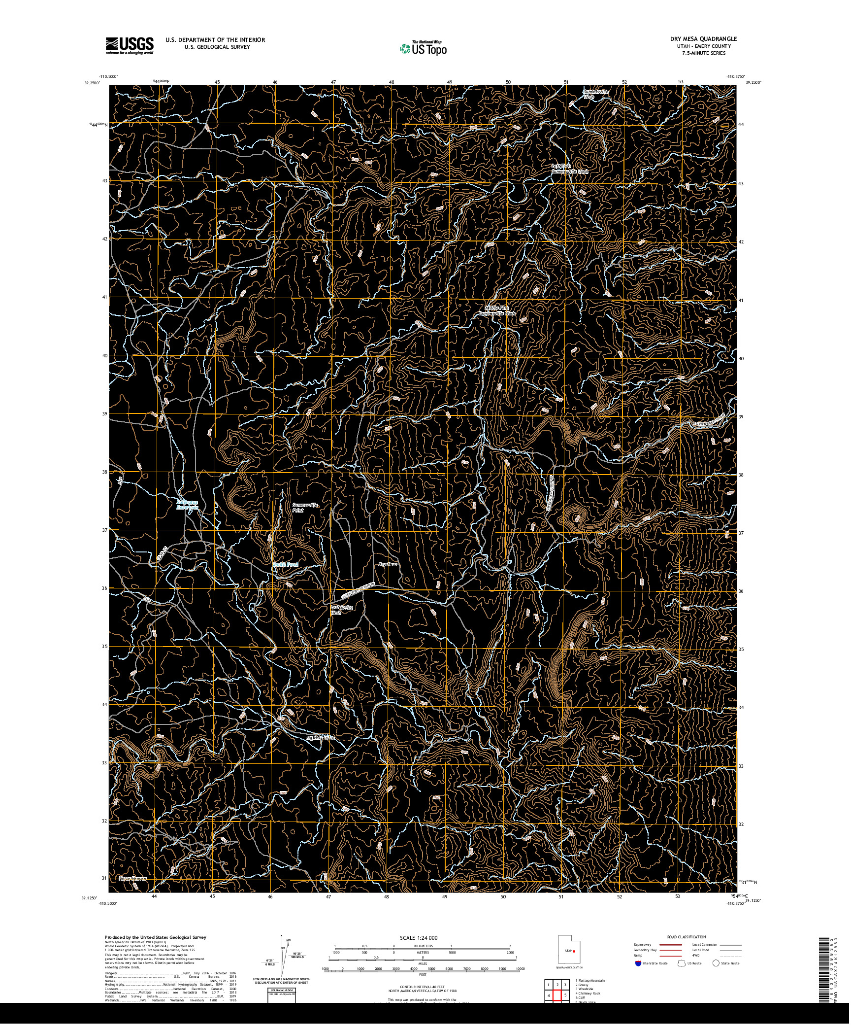 USGS US TOPO 7.5-MINUTE MAP FOR DRY MESA, UT 2020