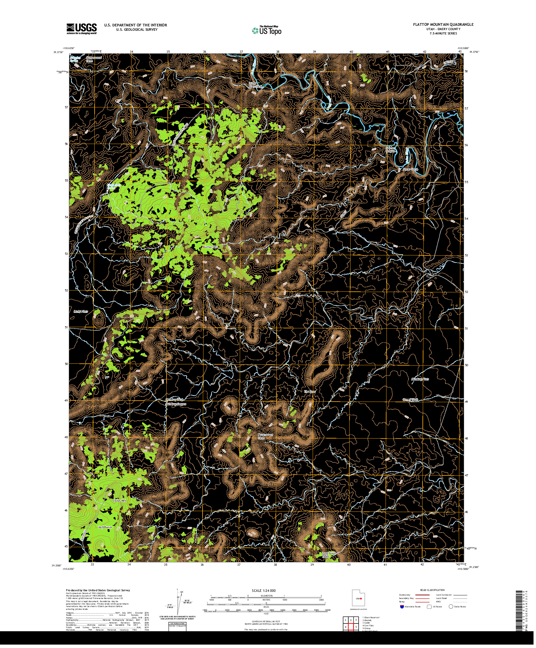 USGS US TOPO 7.5-MINUTE MAP FOR FLATTOP MOUNTAIN, UT 2020