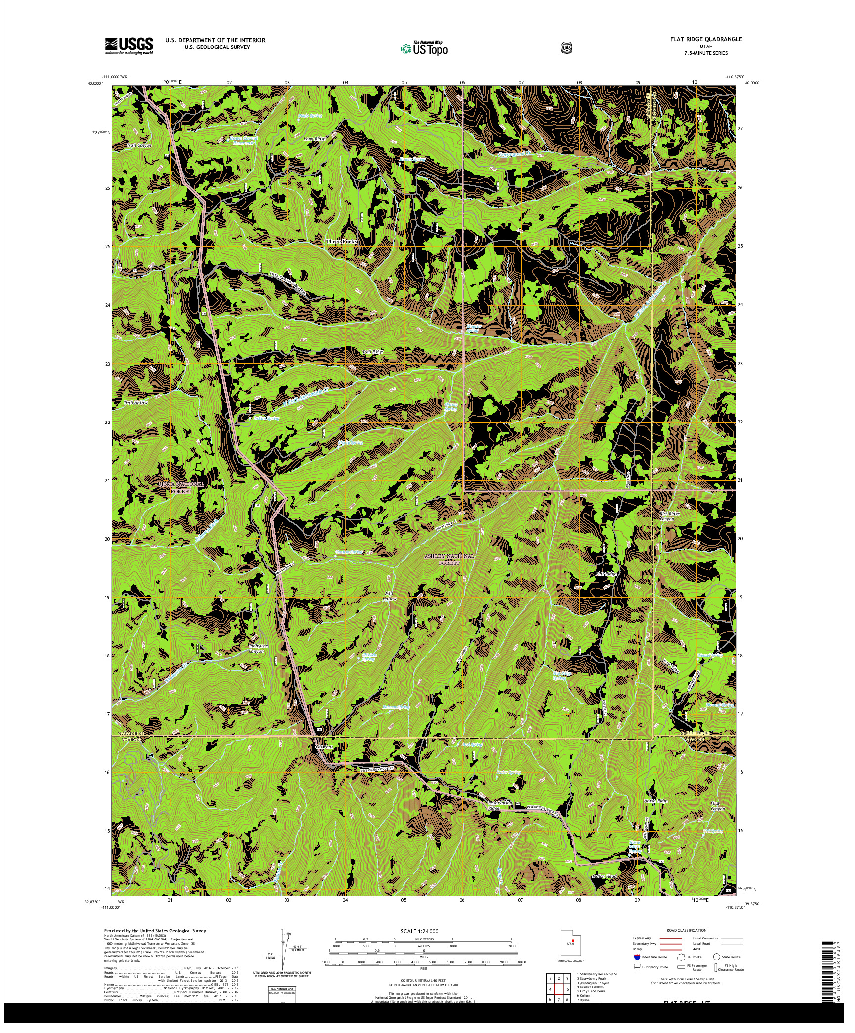 USGS US TOPO 7.5-MINUTE MAP FOR FLAT RIDGE, UT 2020