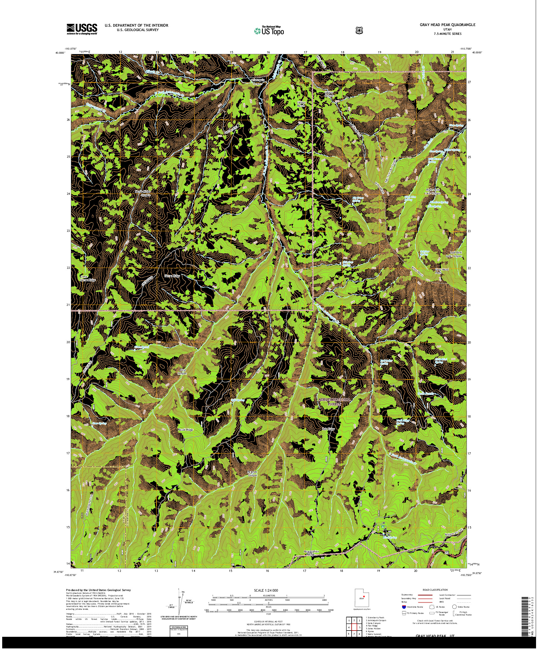 USGS US TOPO 7.5-MINUTE MAP FOR GRAY HEAD PEAK, UT 2020