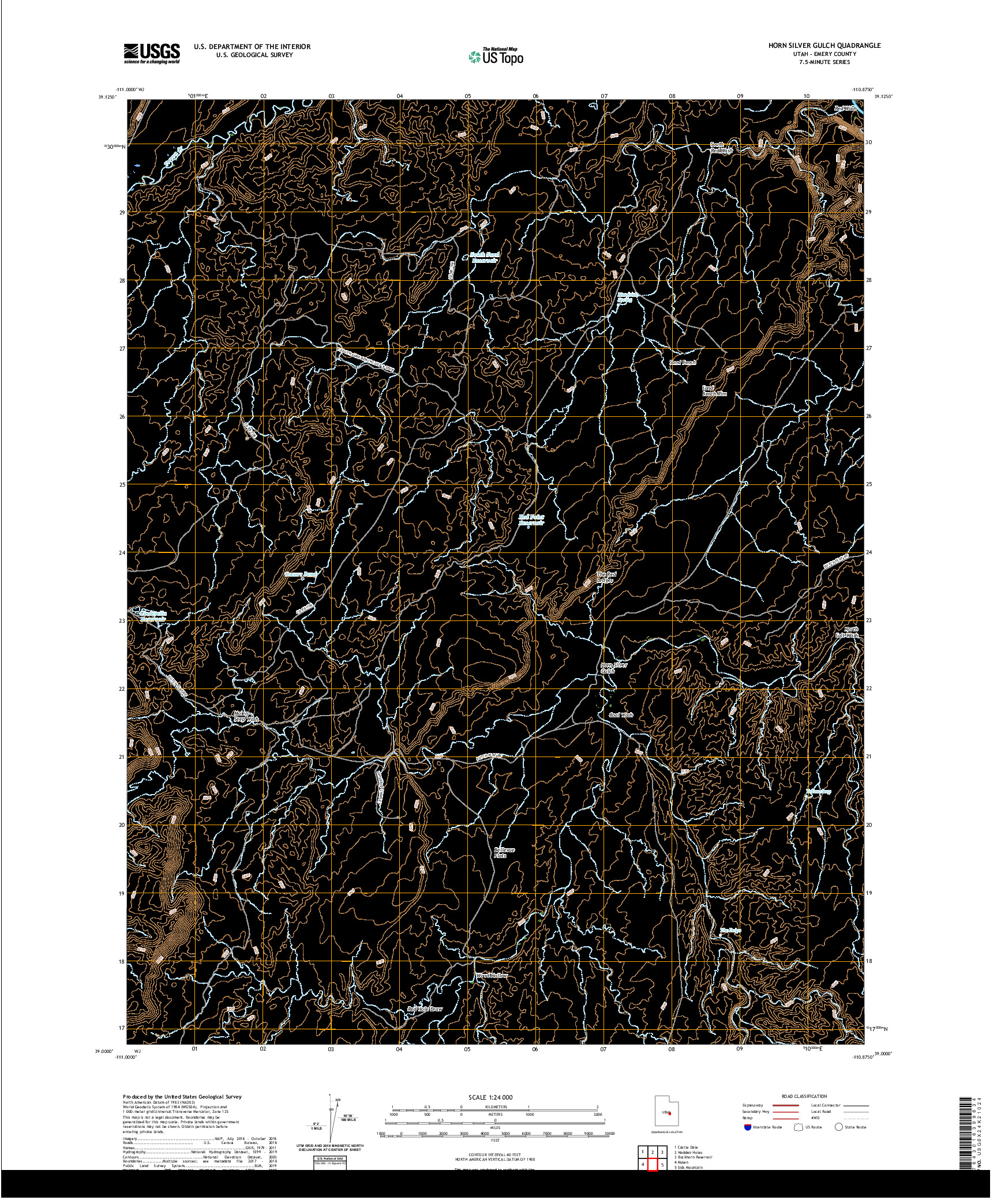 USGS US TOPO 7.5-MINUTE MAP FOR HORN SILVER GULCH, UT 2020