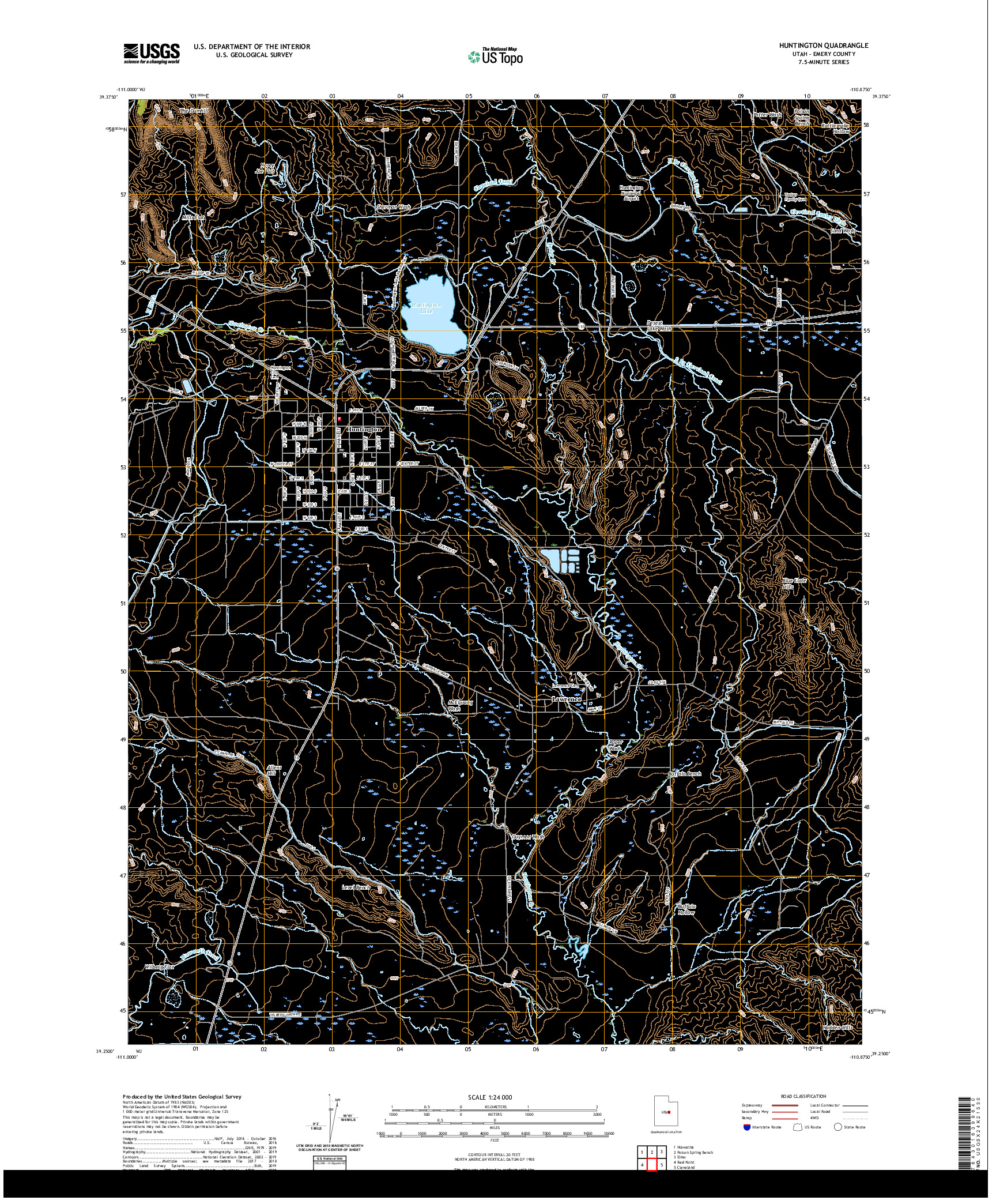 USGS US TOPO 7.5-MINUTE MAP FOR HUNTINGTON, UT 2020