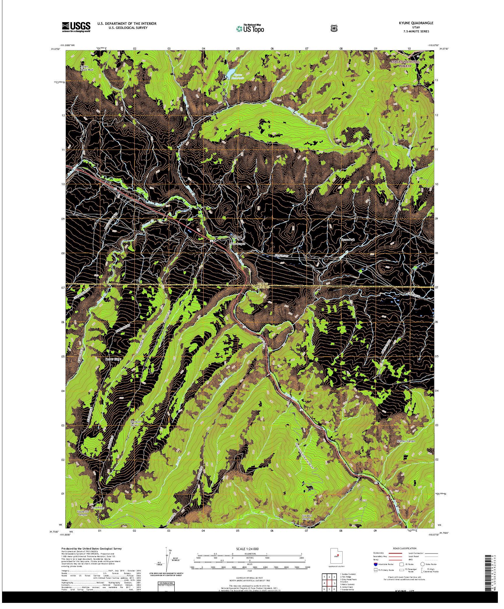 USGS US TOPO 7.5-MINUTE MAP FOR KYUNE, UT 2020