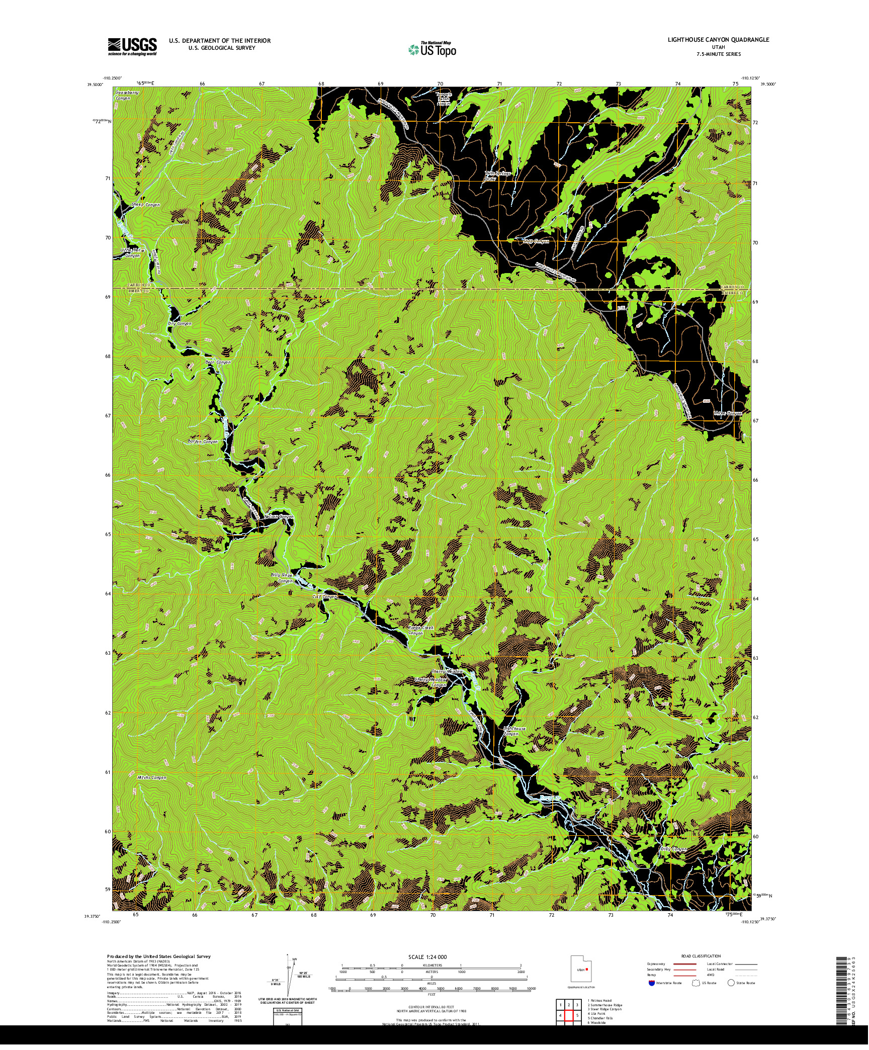 USGS US TOPO 7.5-MINUTE MAP FOR LIGHTHOUSE CANYON, UT 2020