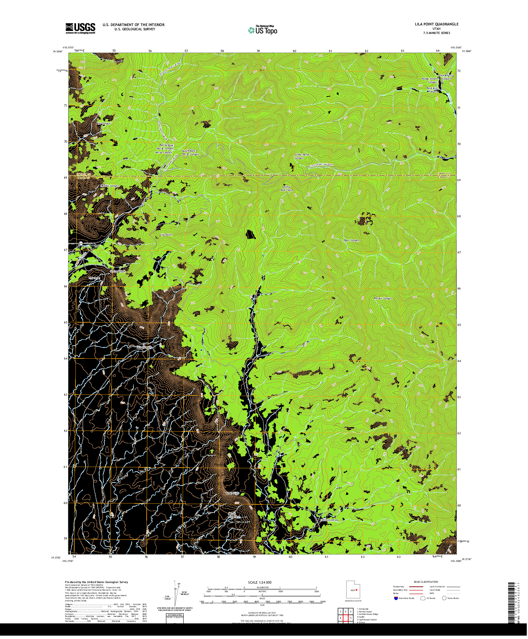 USGS US TOPO 7.5-MINUTE MAP FOR LILA POINT, UT 2020