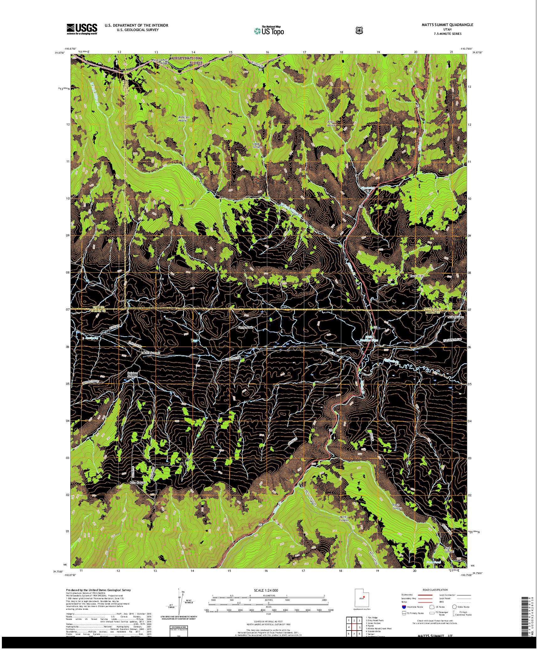 USGS US TOPO 7.5-MINUTE MAP FOR MATTS SUMMIT, UT 2020