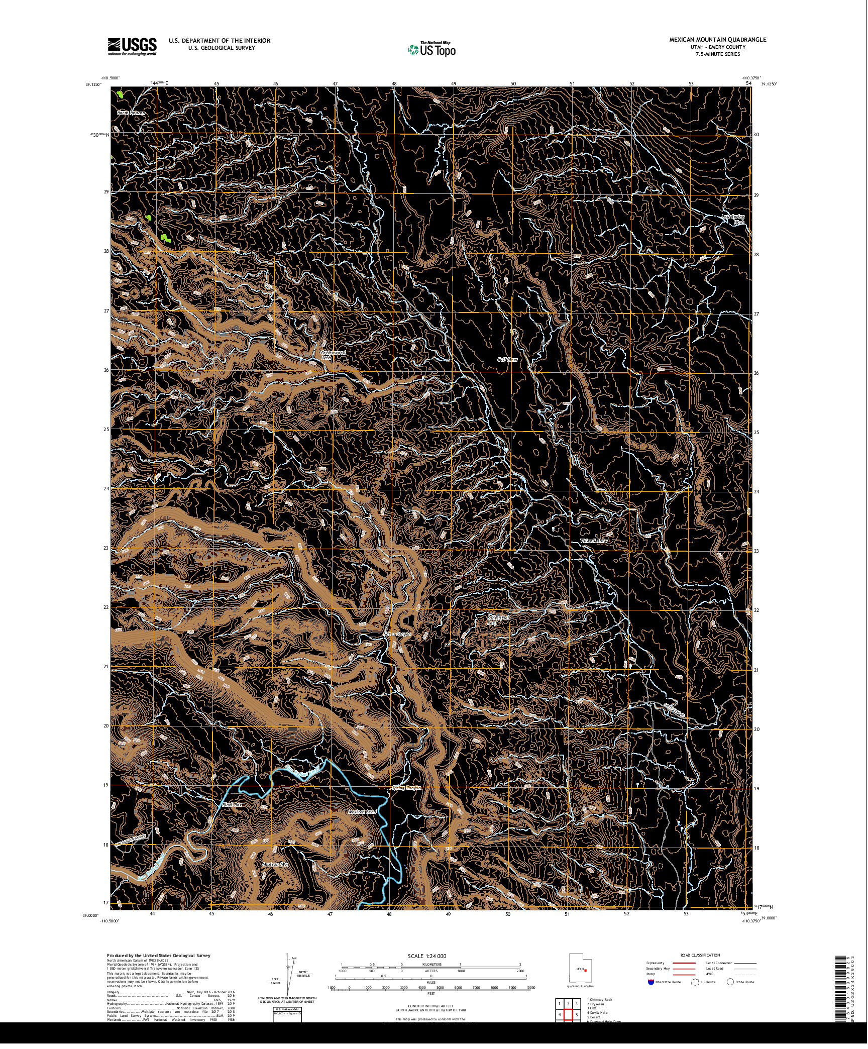 USGS US TOPO 7.5-MINUTE MAP FOR MEXICAN MOUNTAIN, UT 2020