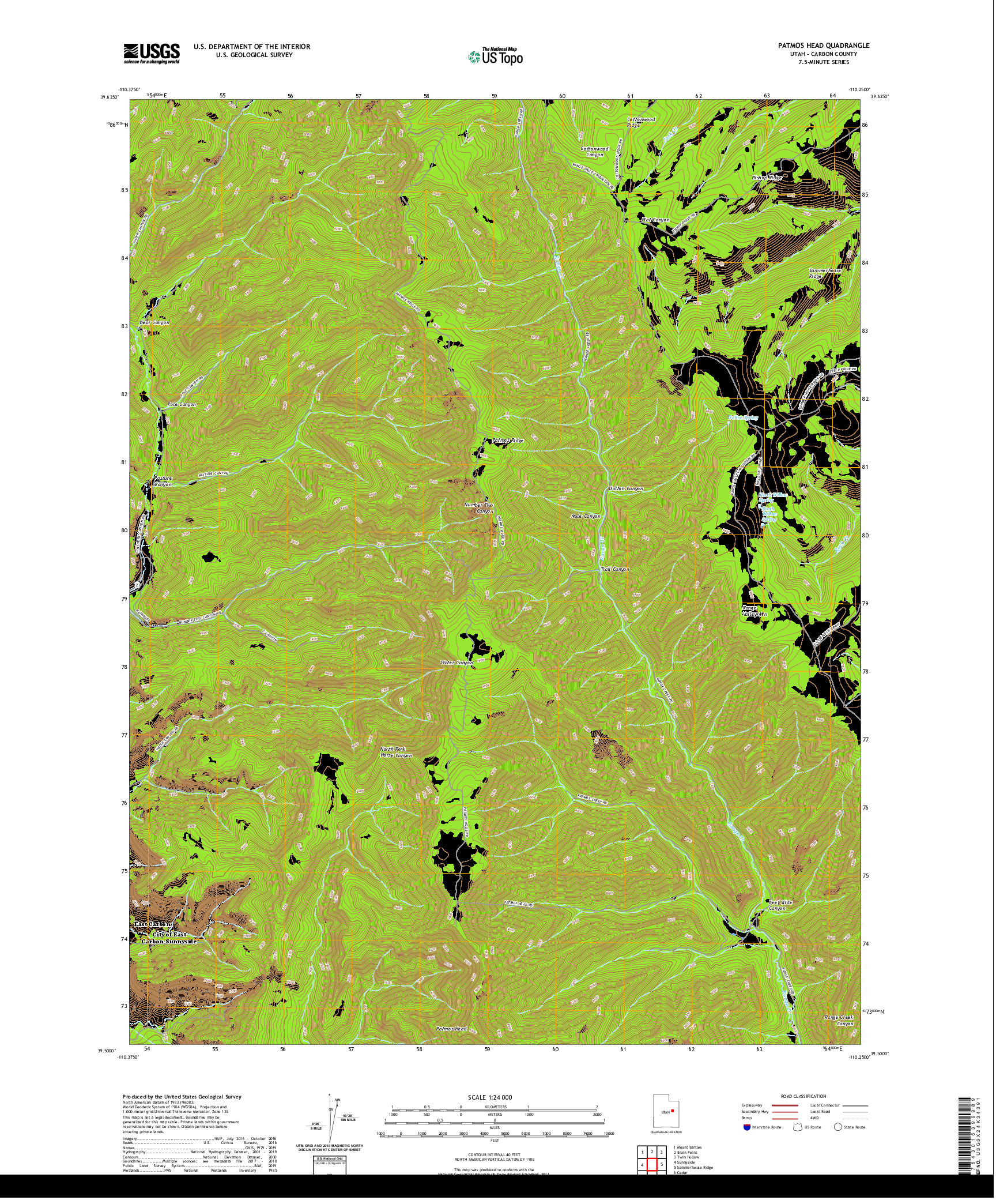 USGS US TOPO 7.5-MINUTE MAP FOR PATMOS HEAD, UT 2020