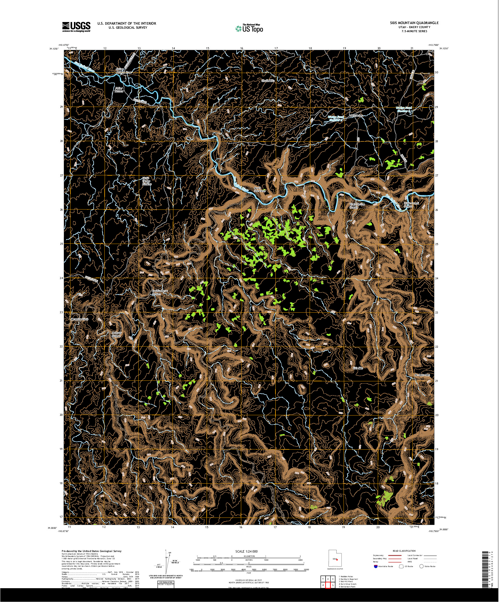 USGS US TOPO 7.5-MINUTE MAP FOR SIDS MOUNTAIN, UT 2020