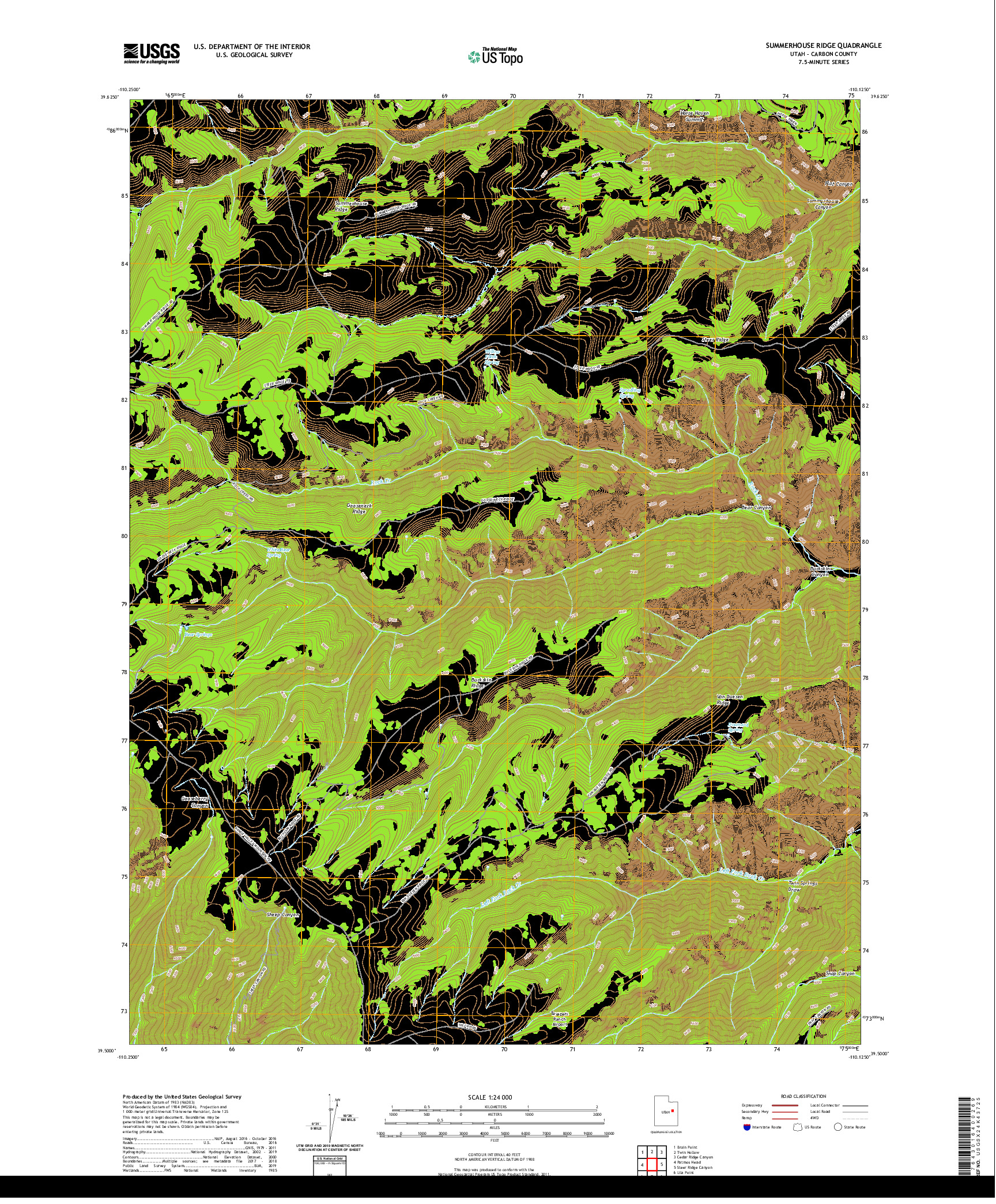 USGS US TOPO 7.5-MINUTE MAP FOR SUMMERHOUSE RIDGE, UT 2020
